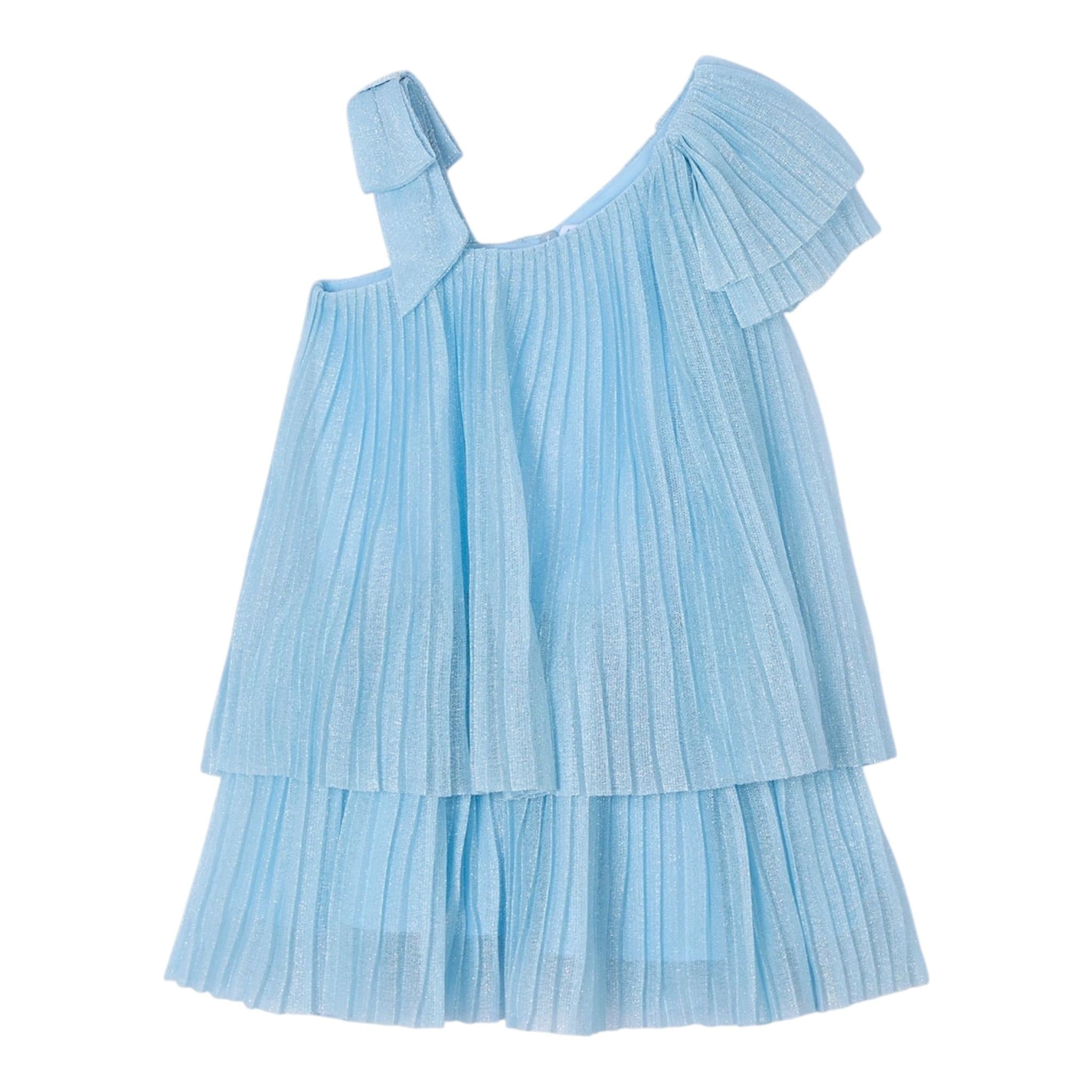 Mayoral Abito Tinta Unita con Balze per Bambina 3912 AZZURRO MAYORAL 