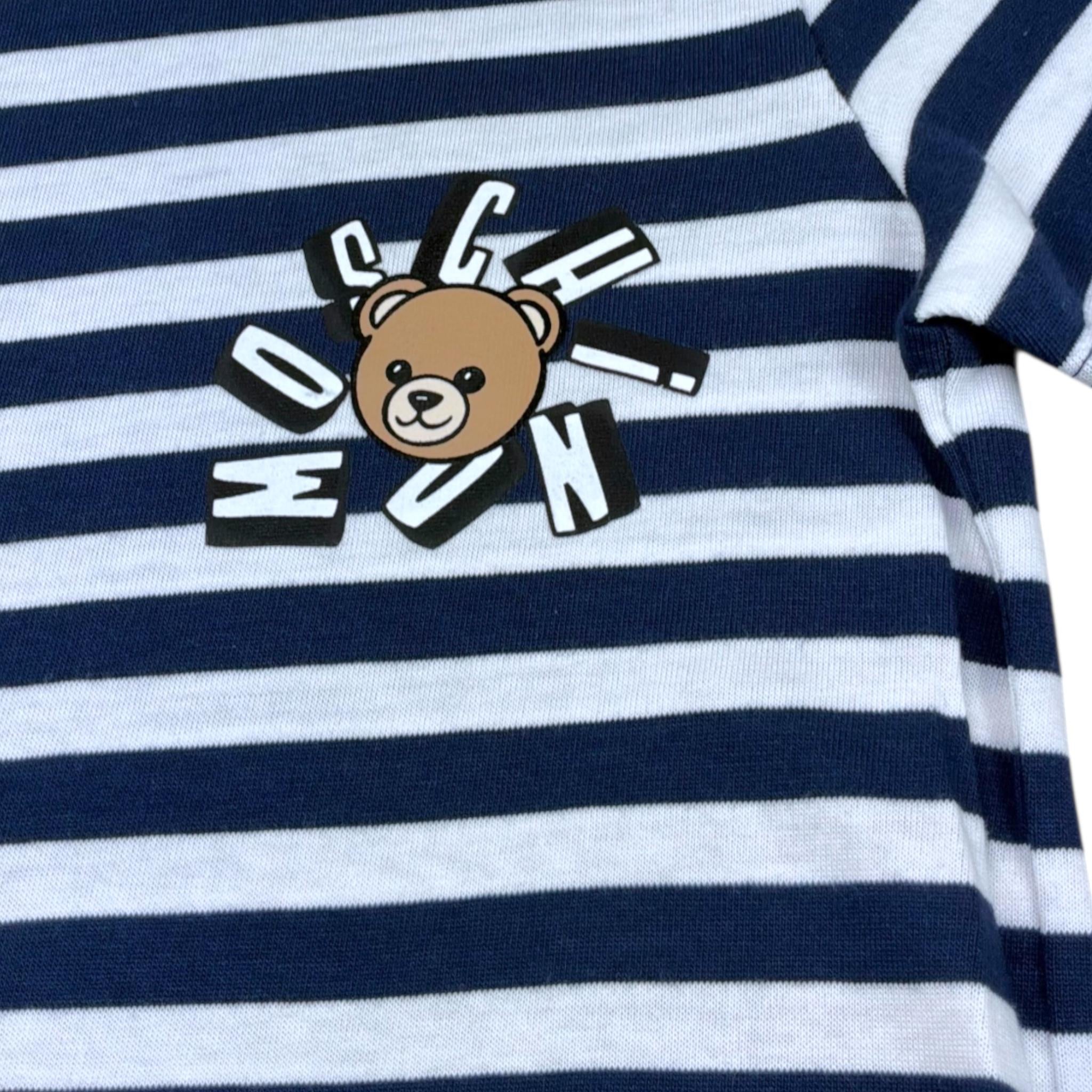 Moschino Abito Bicolore con Fantasia A Righe per Bambina HDV0HN BIANCO/BLU MOSCHINO 