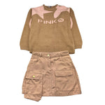 PINKO complet 2 pezi maglia-gonna Rosa/beige per Bambina F4PIJGJP0799 ROSA/BEIGE PINKO 