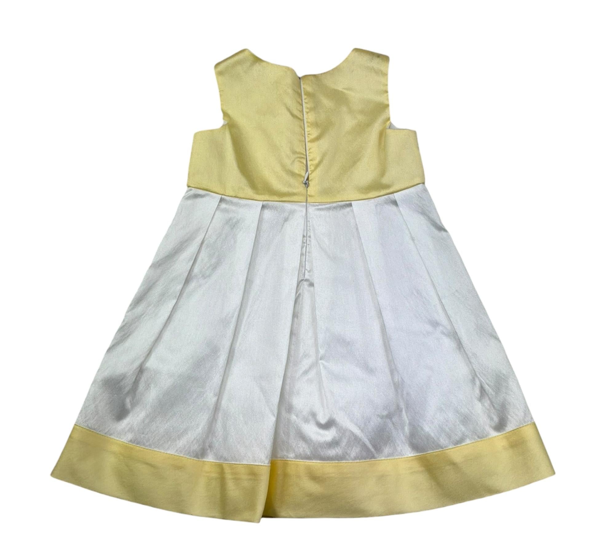 Le Bebe Abito Giromanica Tinta Unita con Fiocco per Bambina LBG0701J BIANCO/GIALLO LE BEBE 