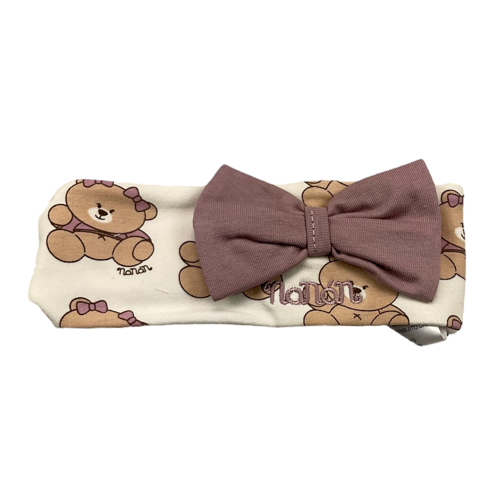 NANAN fascia capello tinta unita con stampe orsetti Bianco per Neonata I2447PCB BIANCO NANAN 