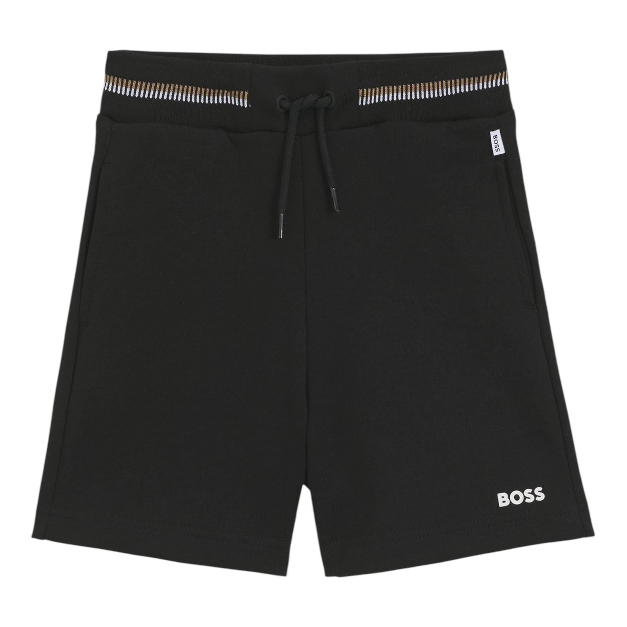 Boss Bermuda Tinta Unita con Elastico In Vita per Bambino J51999 NERO BOSS 