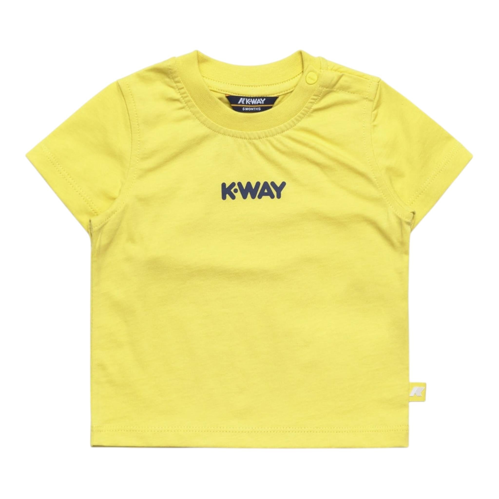 K-Way T-Shirt Girocollo Tinta Unita con Logo per Neonato K11613WXXX GIALLO K-WAY 