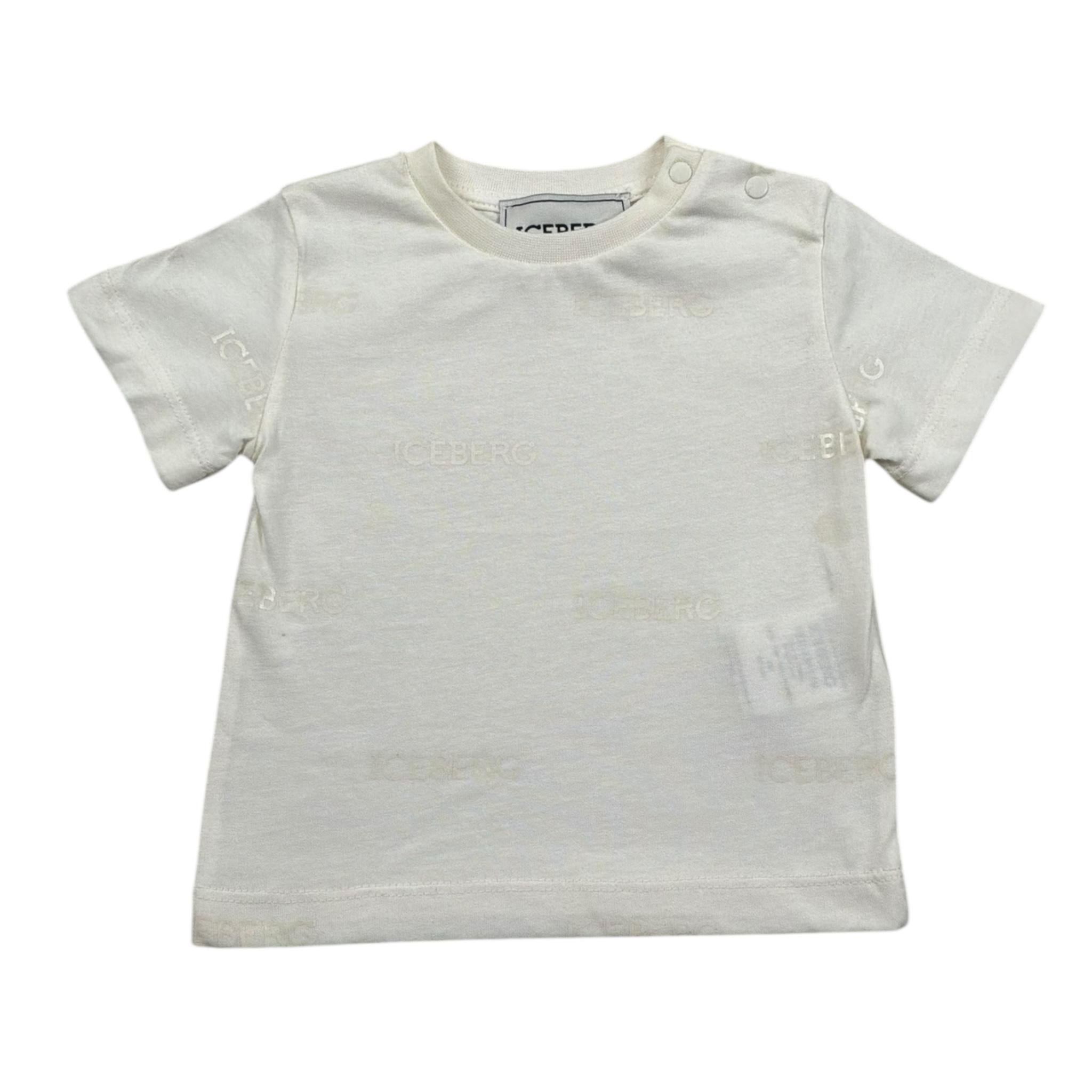 Iceberg T-Shirt Girocollo Tinta Unita con Logo per Neonato TSICE5115B PANNA ICEBERG 