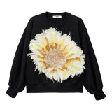 Msgm Felpa Chiusa Girocollo Tinta Unita con Stampa per Bambina S5MSJGSW107 NERO MSGM 