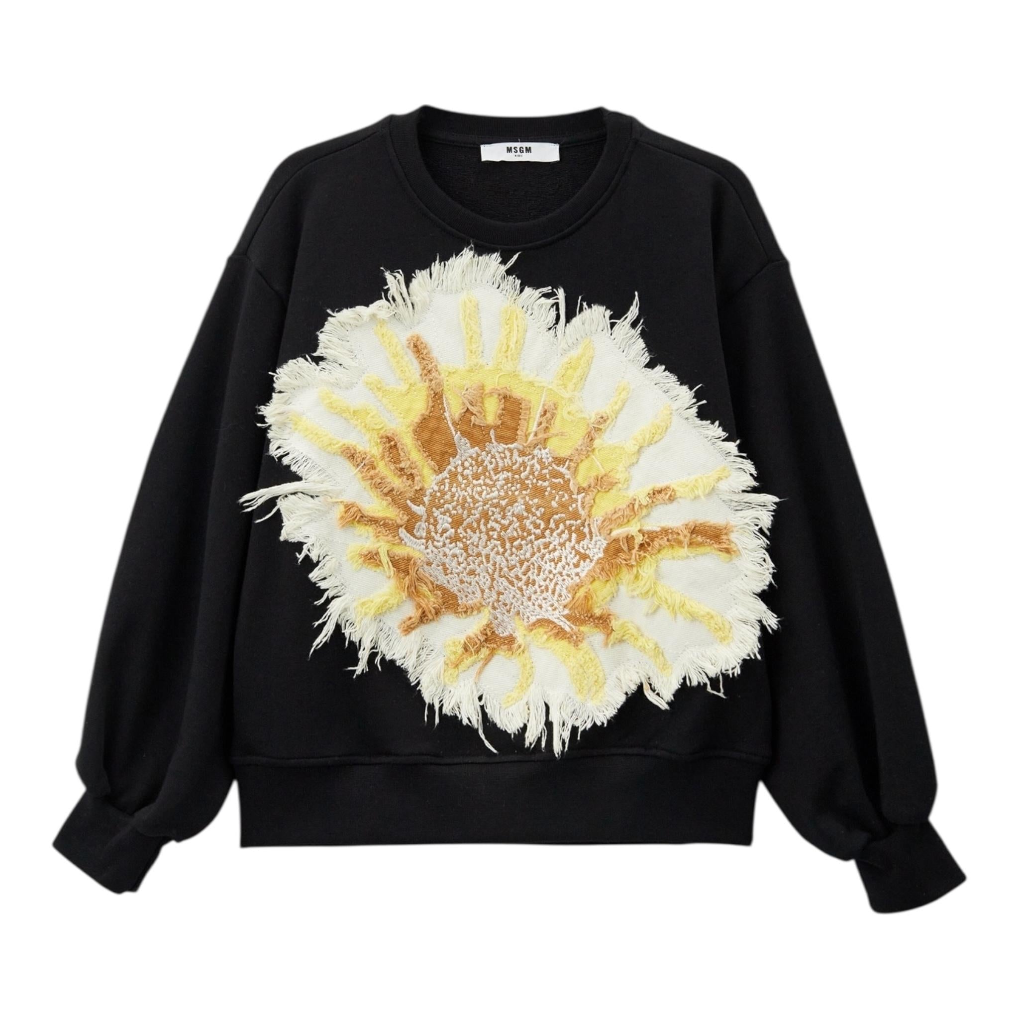 Msgm Felpa Chiusa Girocollo Tinta Unita con Stampa per Bambina S5MSJGSW107 NERO MSGM 