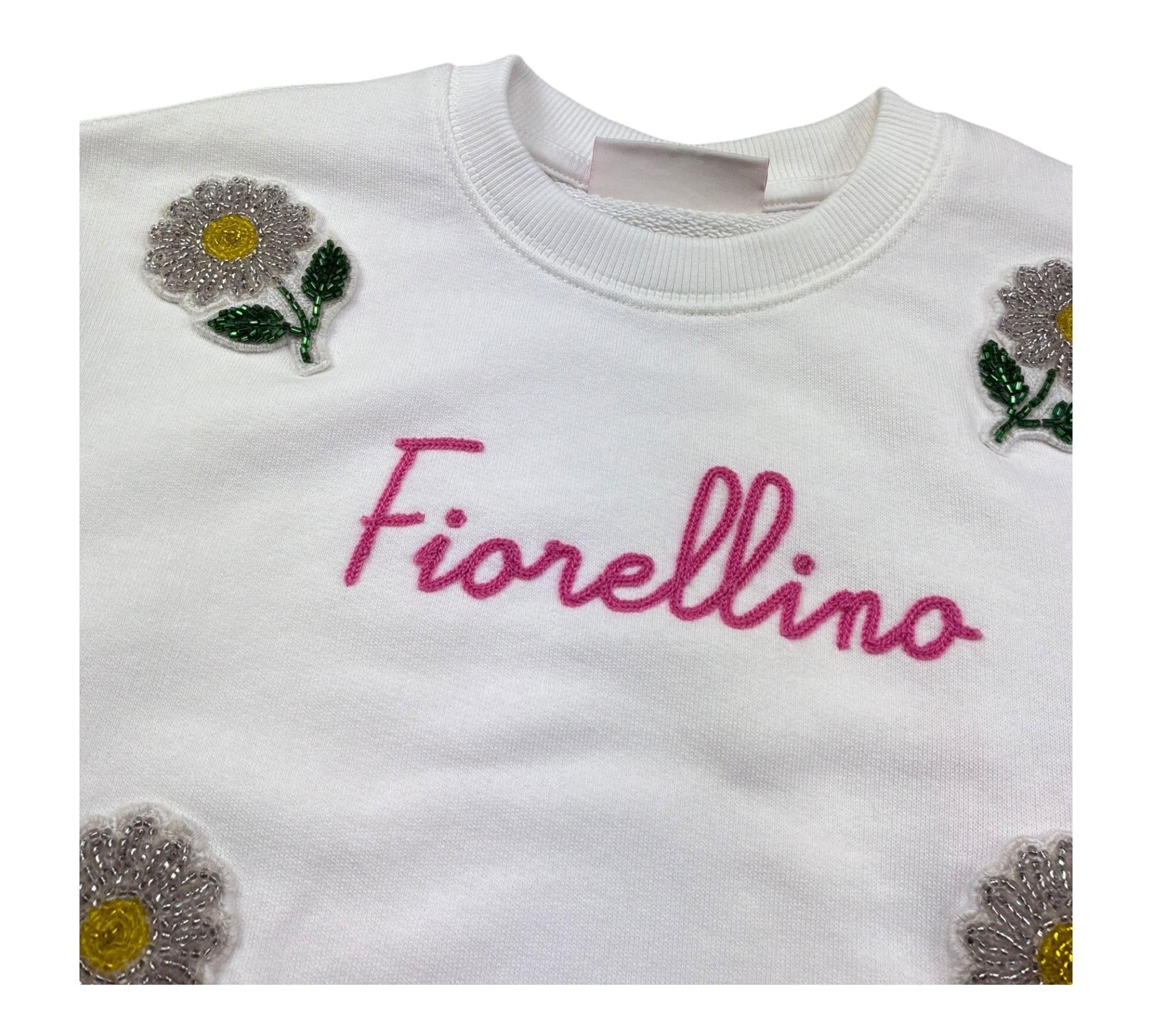 Saint Barth Felpa Chiusa Girocollo Tinta Unita con Ricami per Bambina BRIONY BIANCO SAINT BARTH 