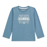 Guess Shirt Girocollo Tinta Unita con Stampa per Bambino N5RI26K8HM4 PETROLIO GUESS 