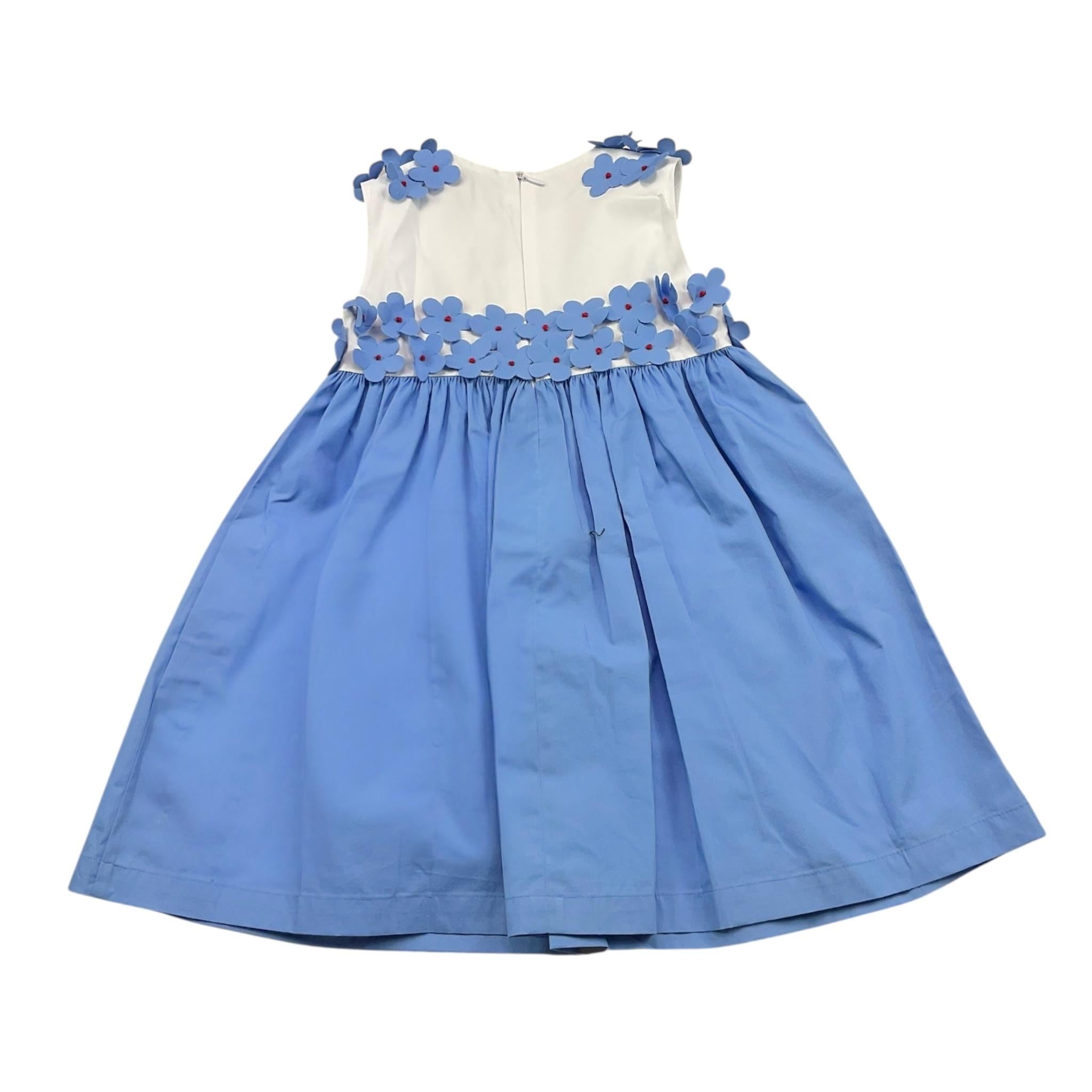 Ilfarobimbi Abito Bicolore con Applicazioni Fiori per Bambina IFB50564 BIANCO/AZZURRO ILFAROBIMBI 
