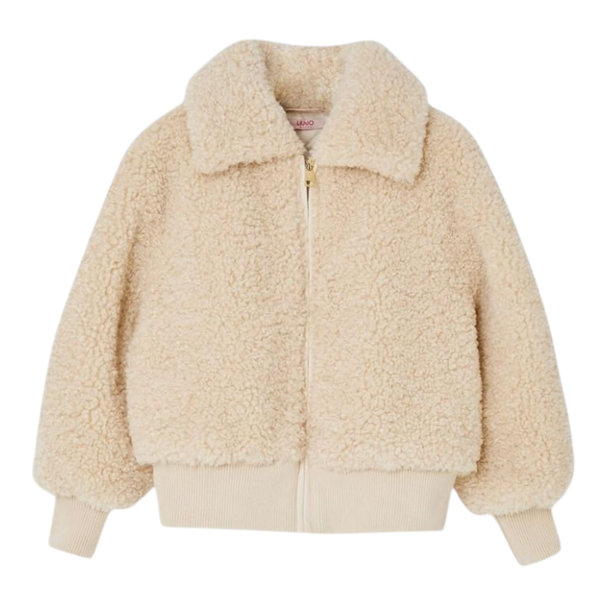 LIU JO pelliccia tinta unita con zip Panna per Bambina GF3042 PANNA LIU JO 