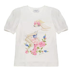 Monnalisa T-Shirt Girocollo Tinta Unita con Stampa per Bambina 113609SL BIANCO MONNALISA 