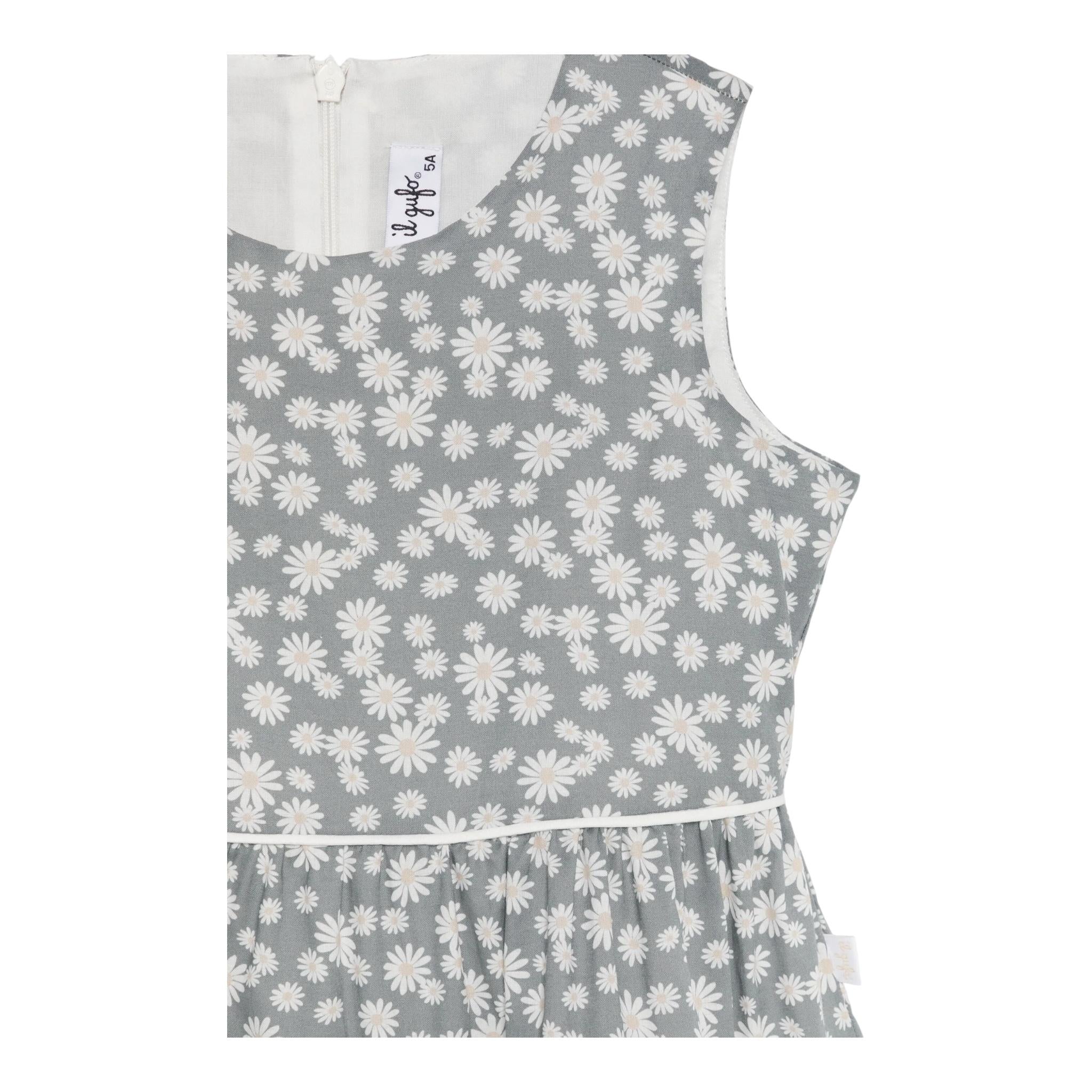 Il Gufo Abito Giromanica Tinta Unita con Stampa Floreale per Bambina P25VA319C4138J GRIGIO IL GUFO 