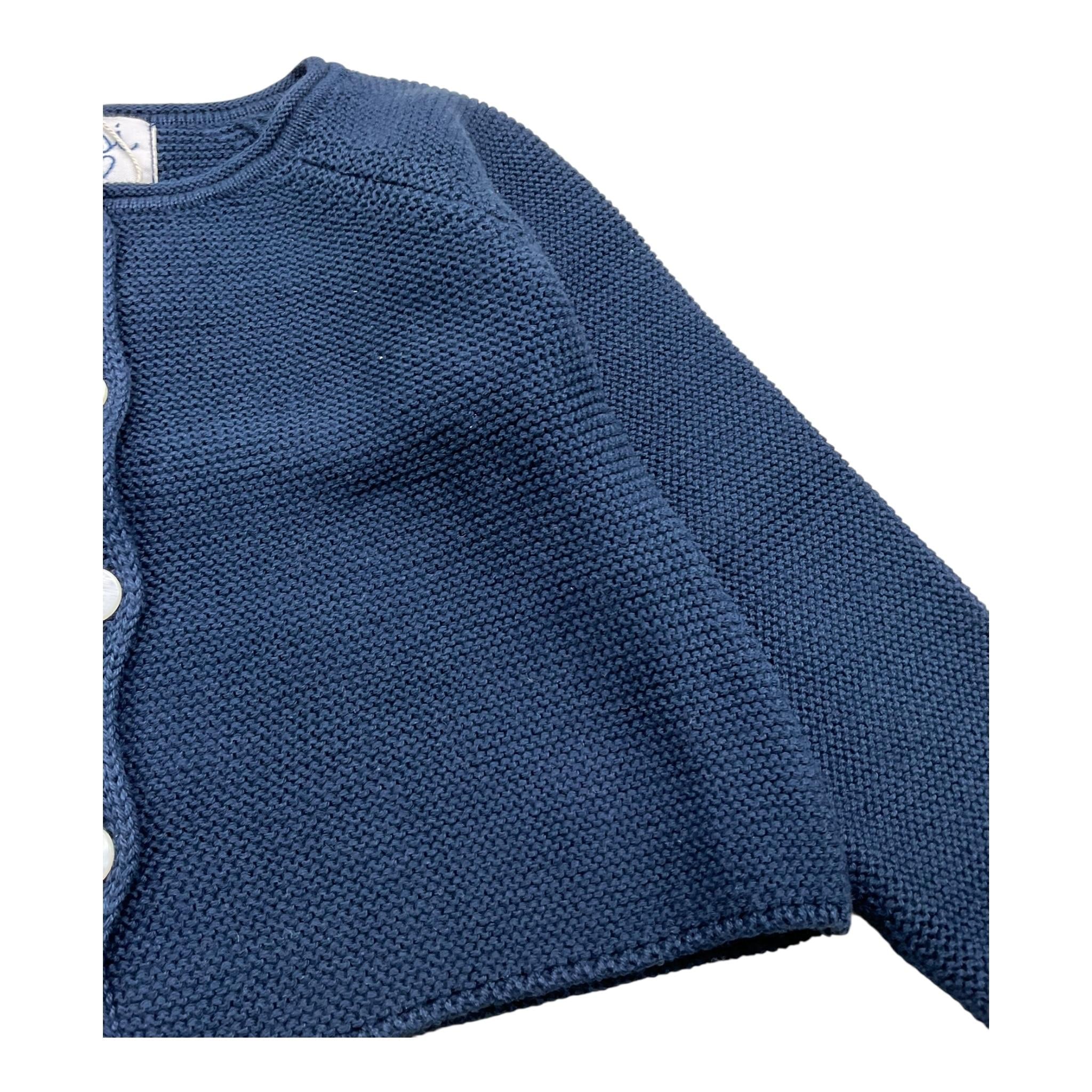 Isi Baby Cardigan In Filo Tinta Unita per Neonata SCCI127GFMM BLU ISI BABY 