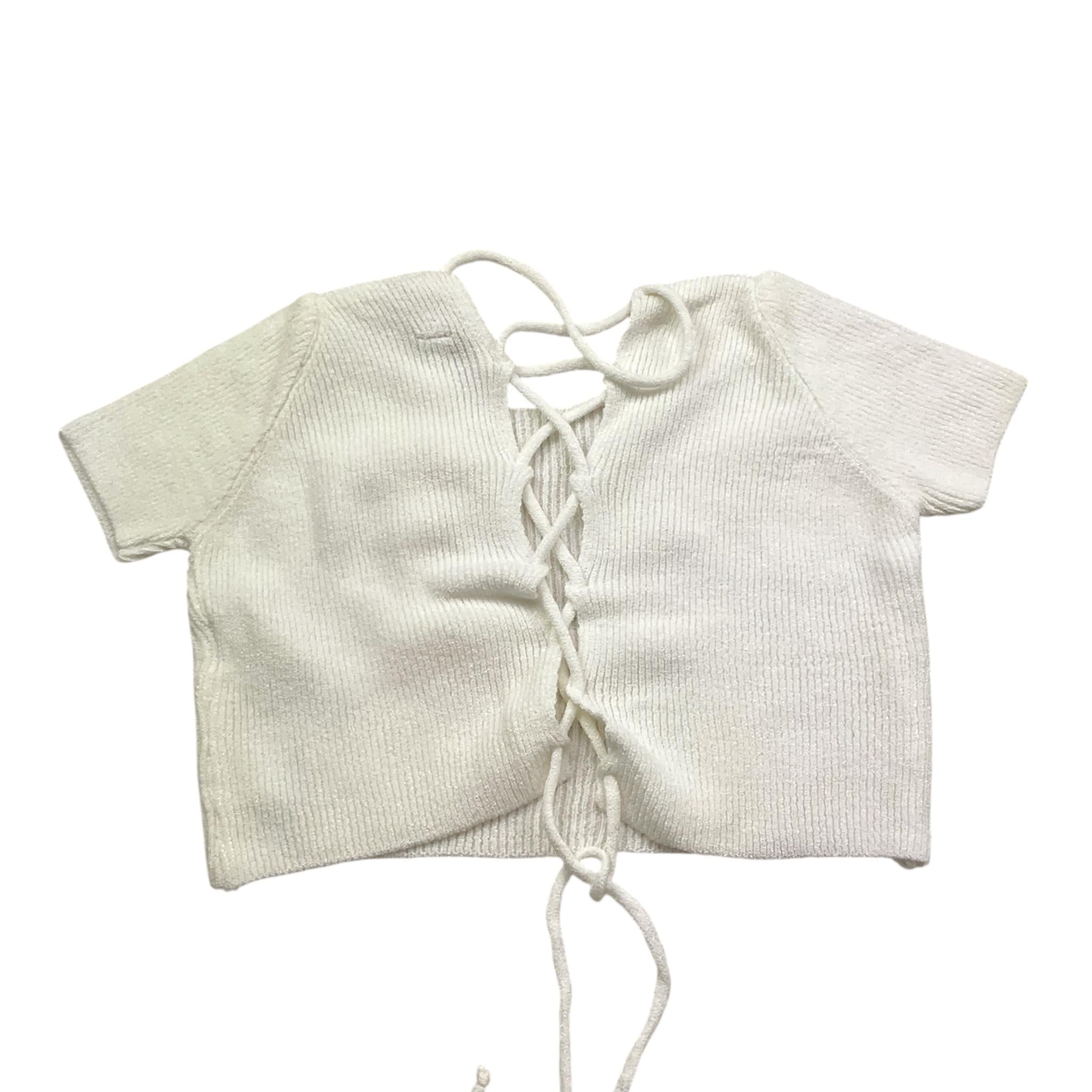 Please T-Shirt In Maglia Tinta Unita con Scollo Retro per Bambina NB16230G72 BIANCO PLEASE 