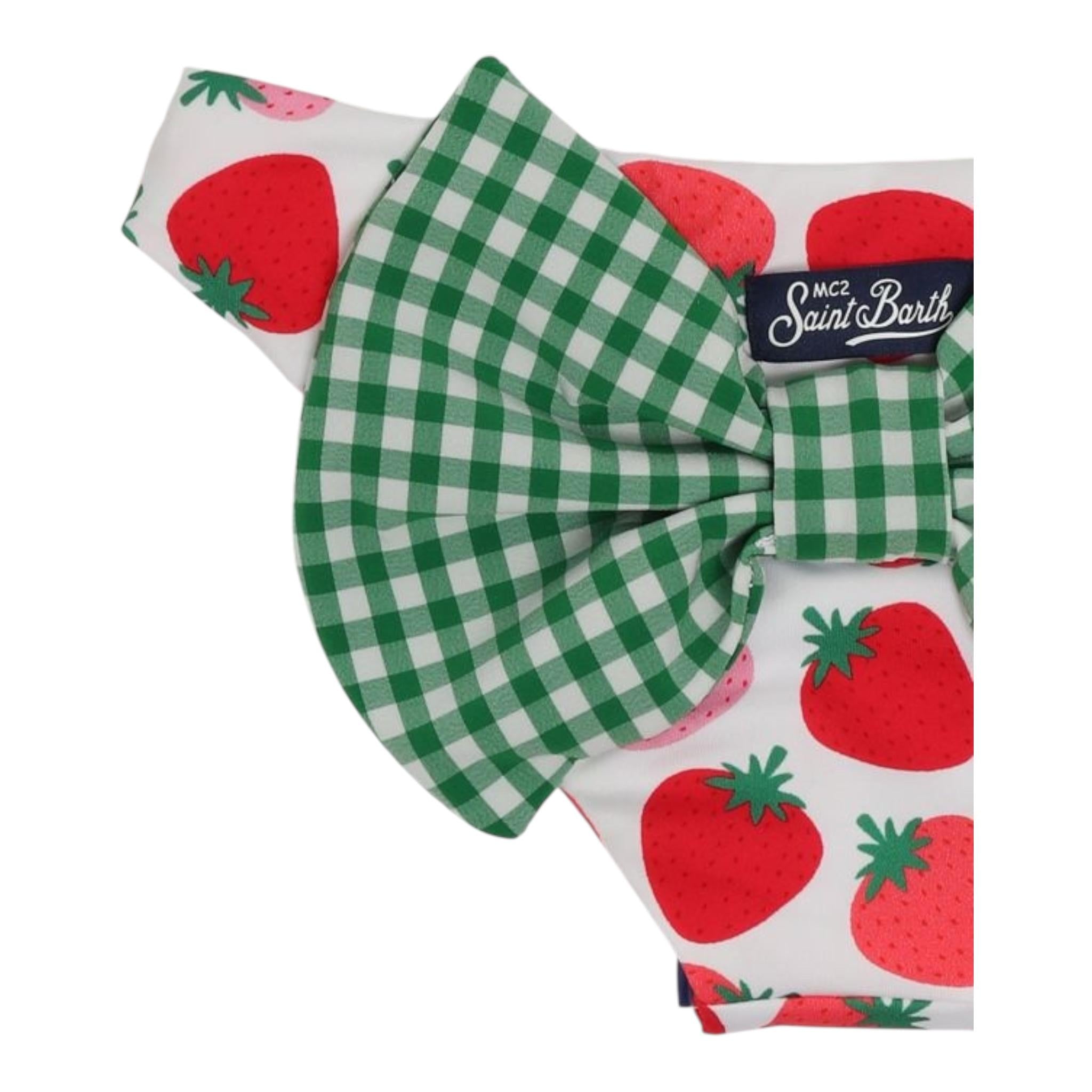 Saint Barth Costume Modello Slip Tinta Unita con Fantasia Fragole per Neonata MAD0001 BIANCO SAINT BARTH 