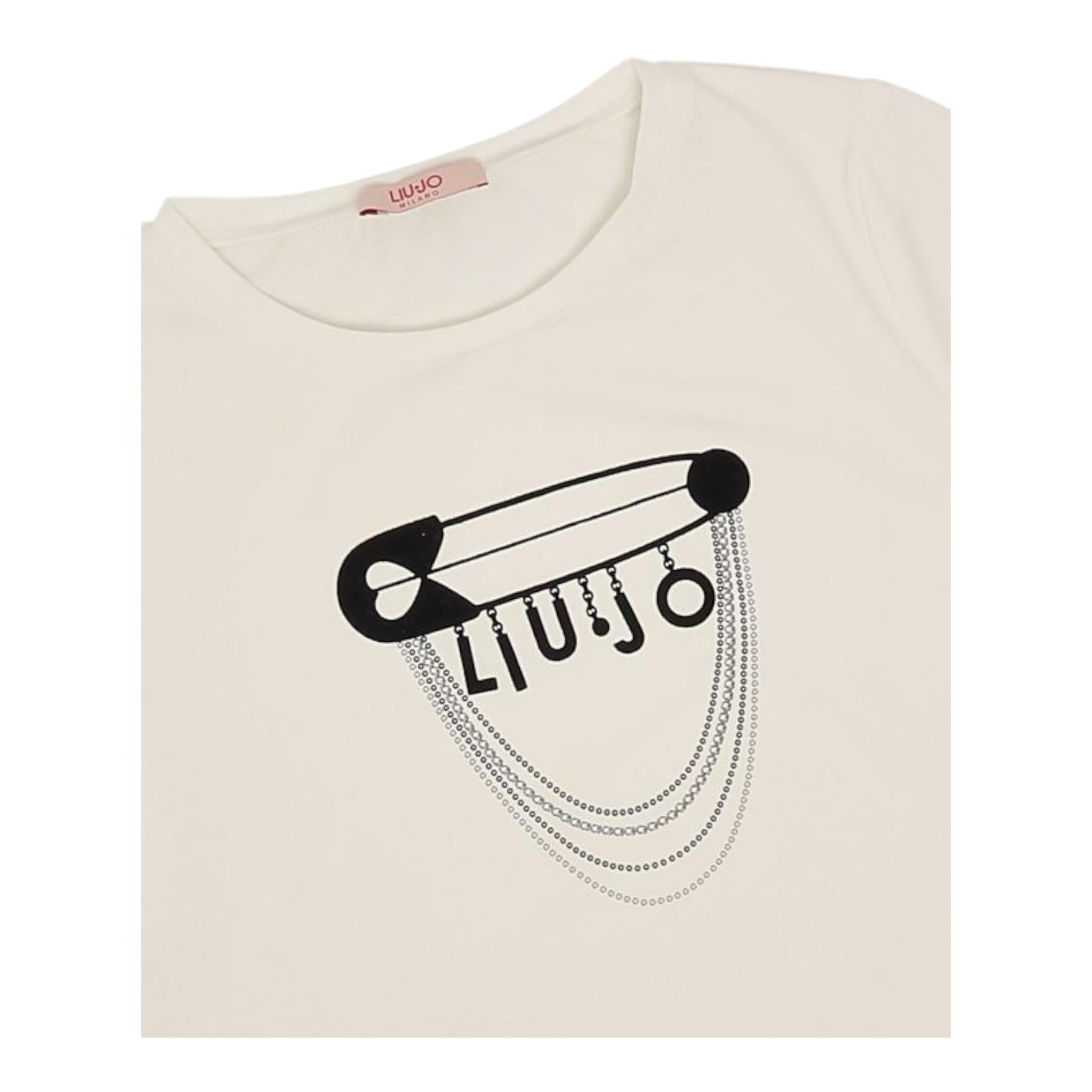 LIU JO t-shirt girocollo tinta unita con stampa  Bianco per Bambina GF4208 BIANCO LIU JO 