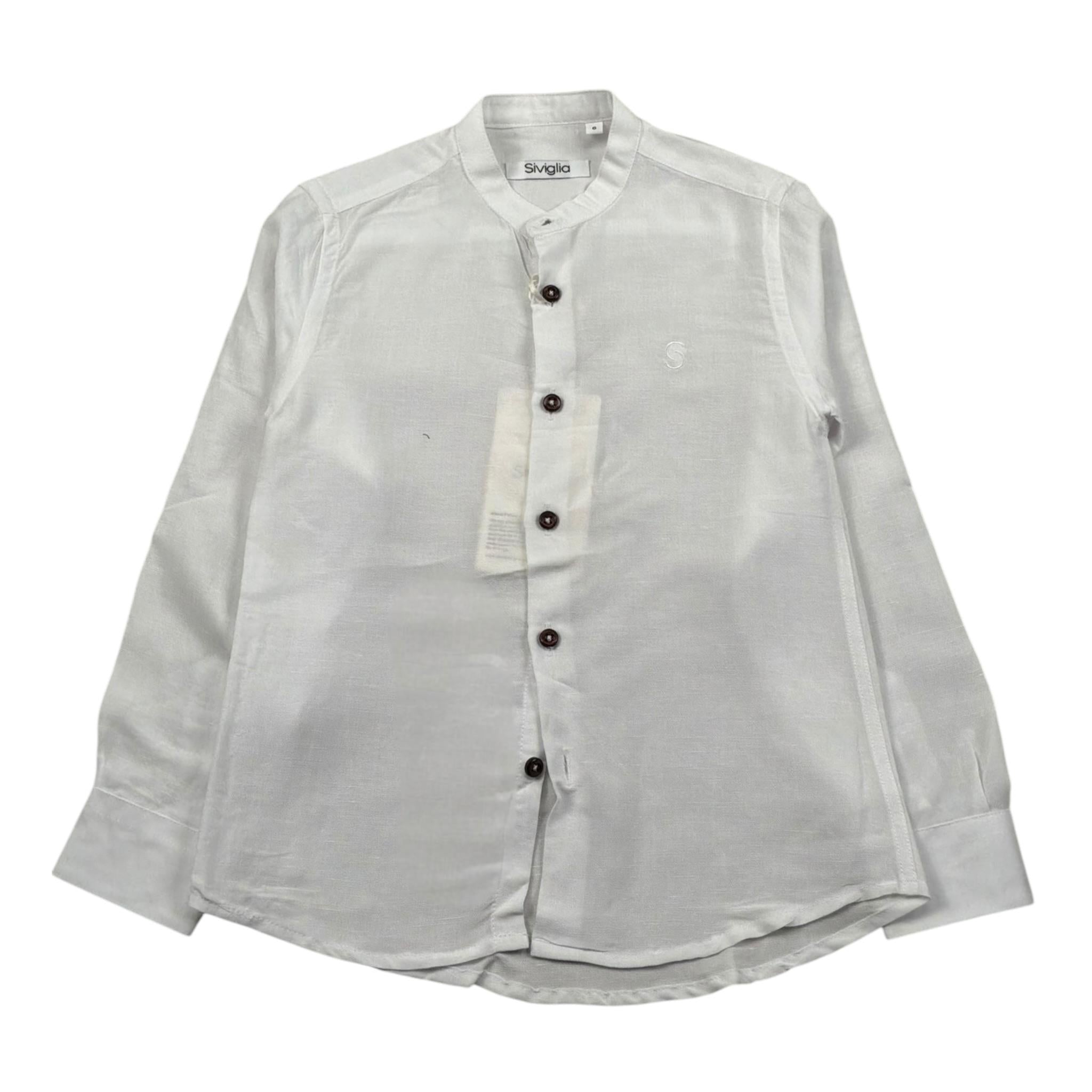 Siviglia Camicia Manica Lunga Tinta Unita con Collo Coreano per Bambino SVJSH17196 BIANCO SIVIGLIA 