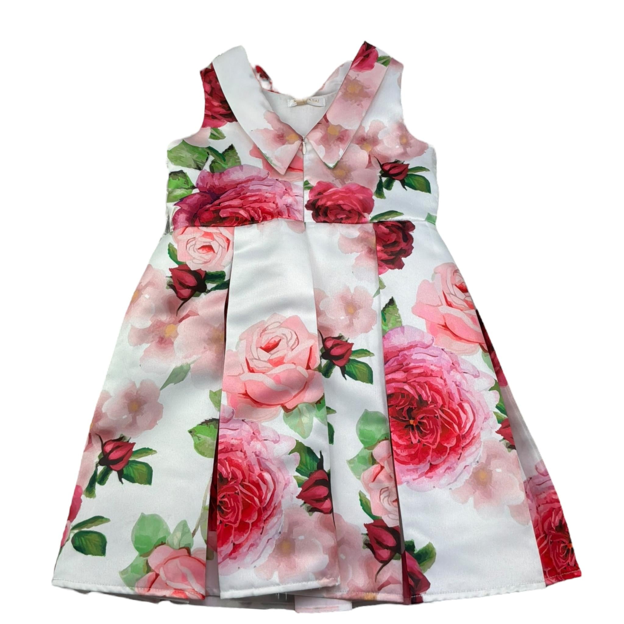 Meilisa Bai Abito Cerimonia Giromanica Stampa Fantasia Rose per Bambina FL6272 BIANCO MEILISA BAI 