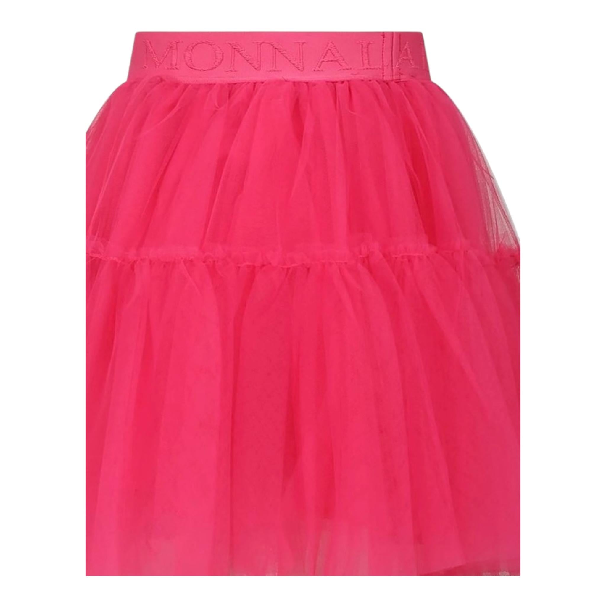 Monnalisa Gonna Tinta Unita con Tulle per Bambina 17CGON FUXIA MONNALISA 
