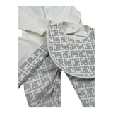 John Richmond Set Tutina-Cappello-Bavette Bicolore per Neonato RLP26001TU BIANCO/GRIGIO JOHN RICHMOND 