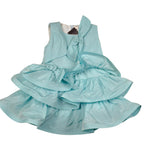 Miss Grant Abito Tinta Unita con Rouches per Bambina MG1344J AZZURRO MISS GRANT 