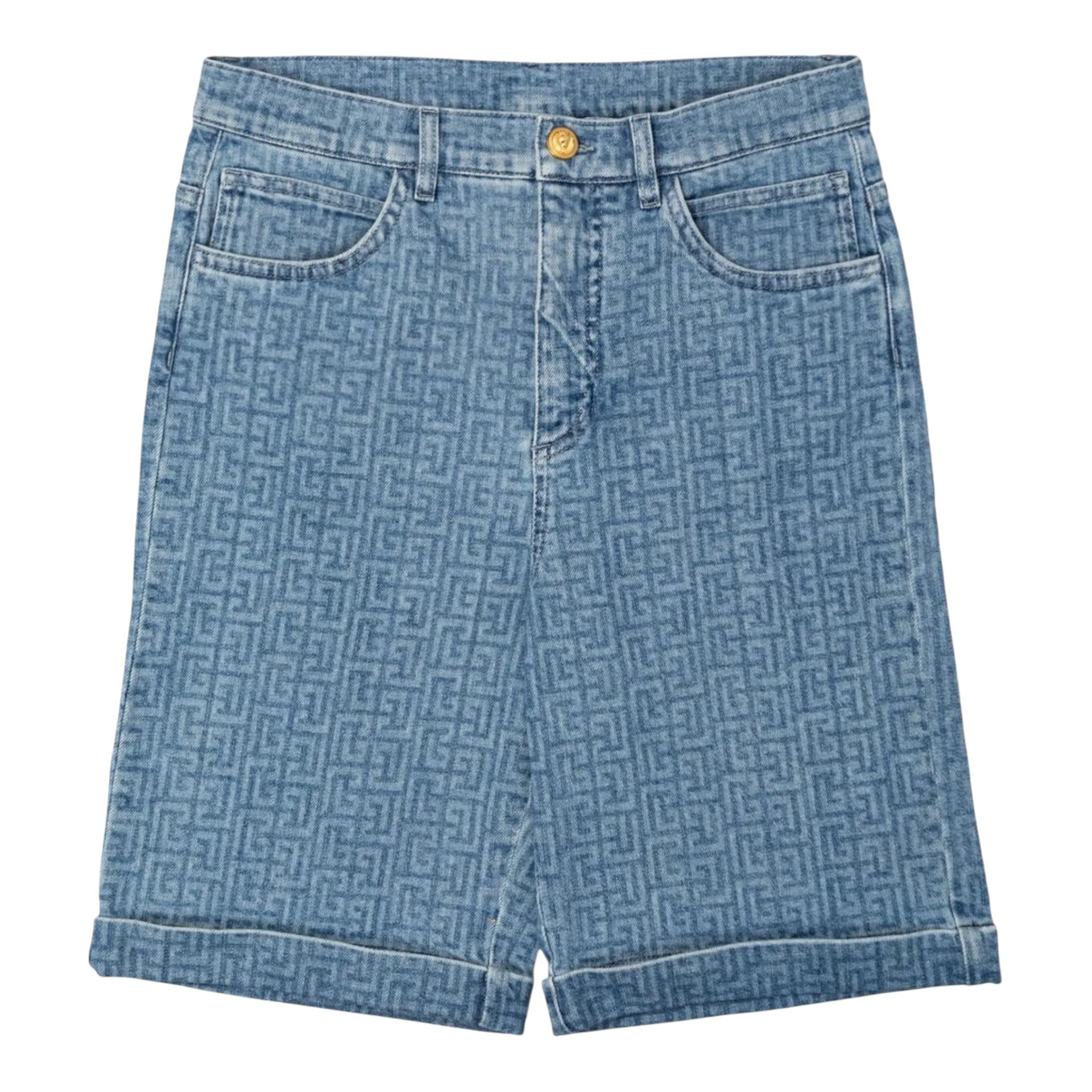 Balmain Bermuda In Denim Tinta Unita per Bambino BW6Q39 AZZURRO BALMAIN 
