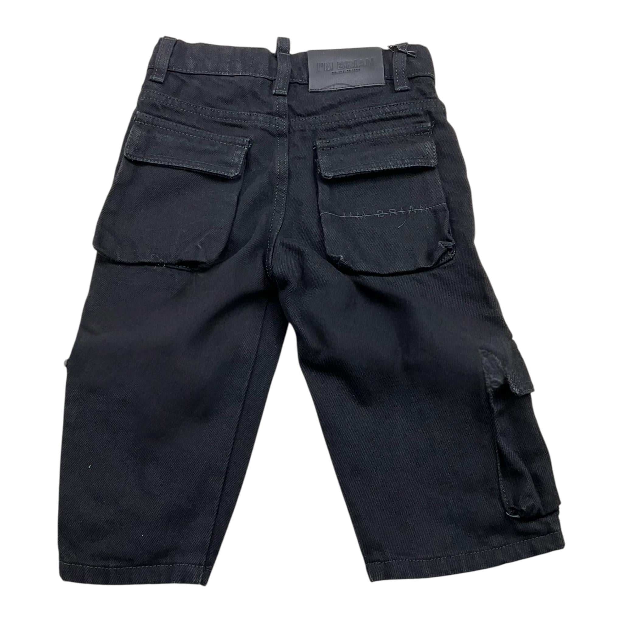I'M BRIAN pantalone tinta unita con tasconi Nero per Bambino L2024 NERO I'M BRIAN 