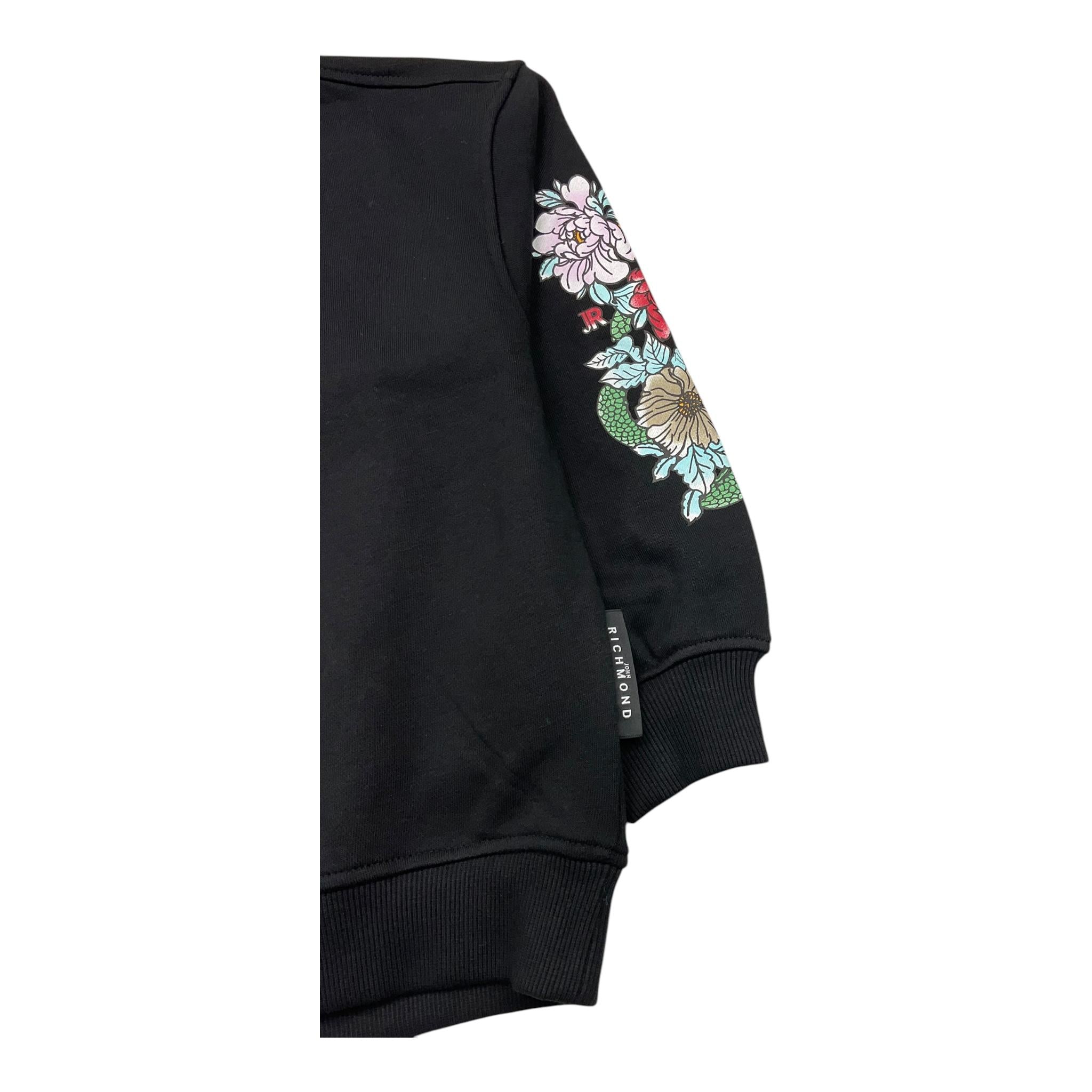 JOHN RICHMOND felpa chiusa girocollo tinta unita con ricami Nero per Bambina RGA25089FE NERO JOHN RICHMOND 