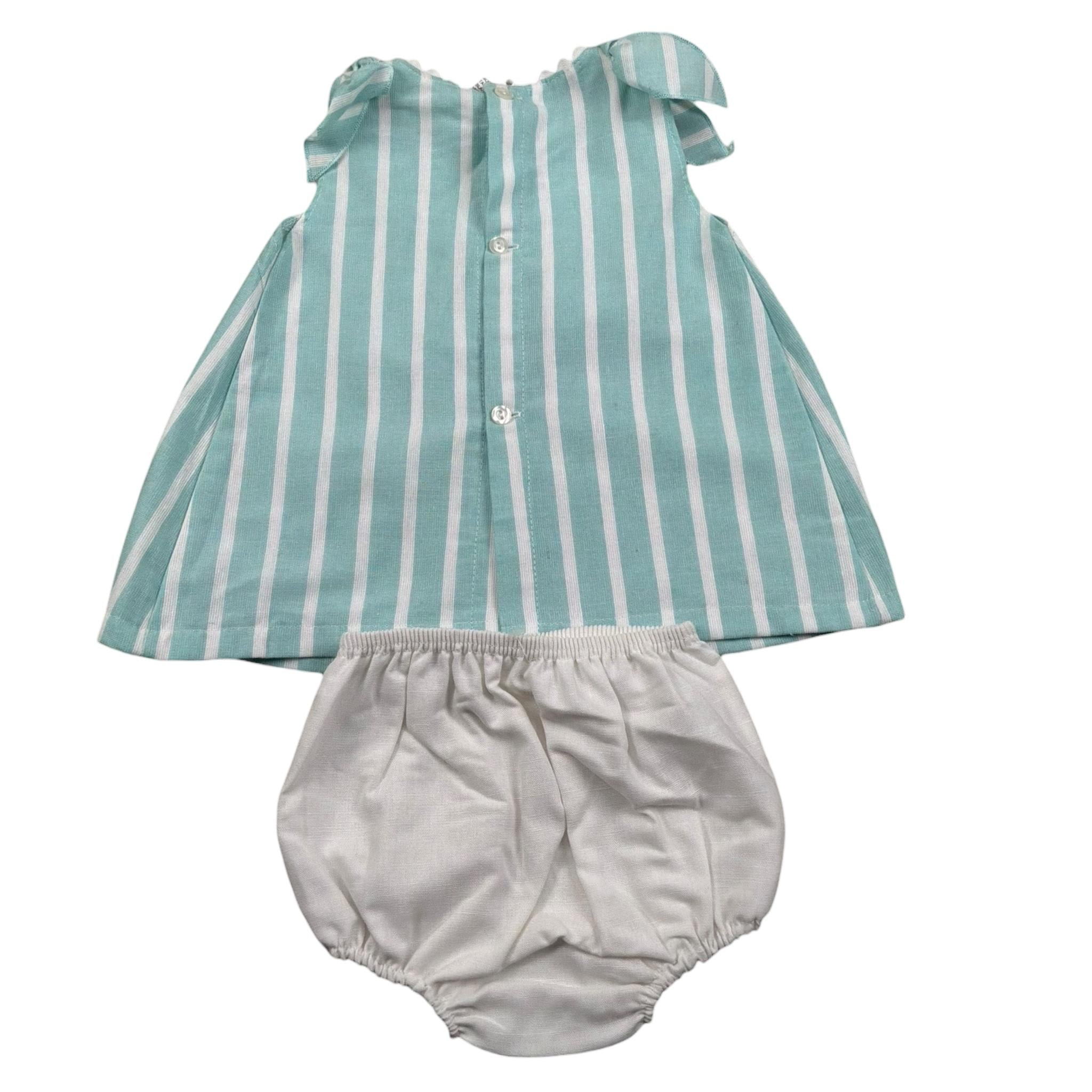 Juliana Abito Giromanica Fantasia A Righe con Culotte per Neonata 25149 VERDE ACQUA JULIANA 