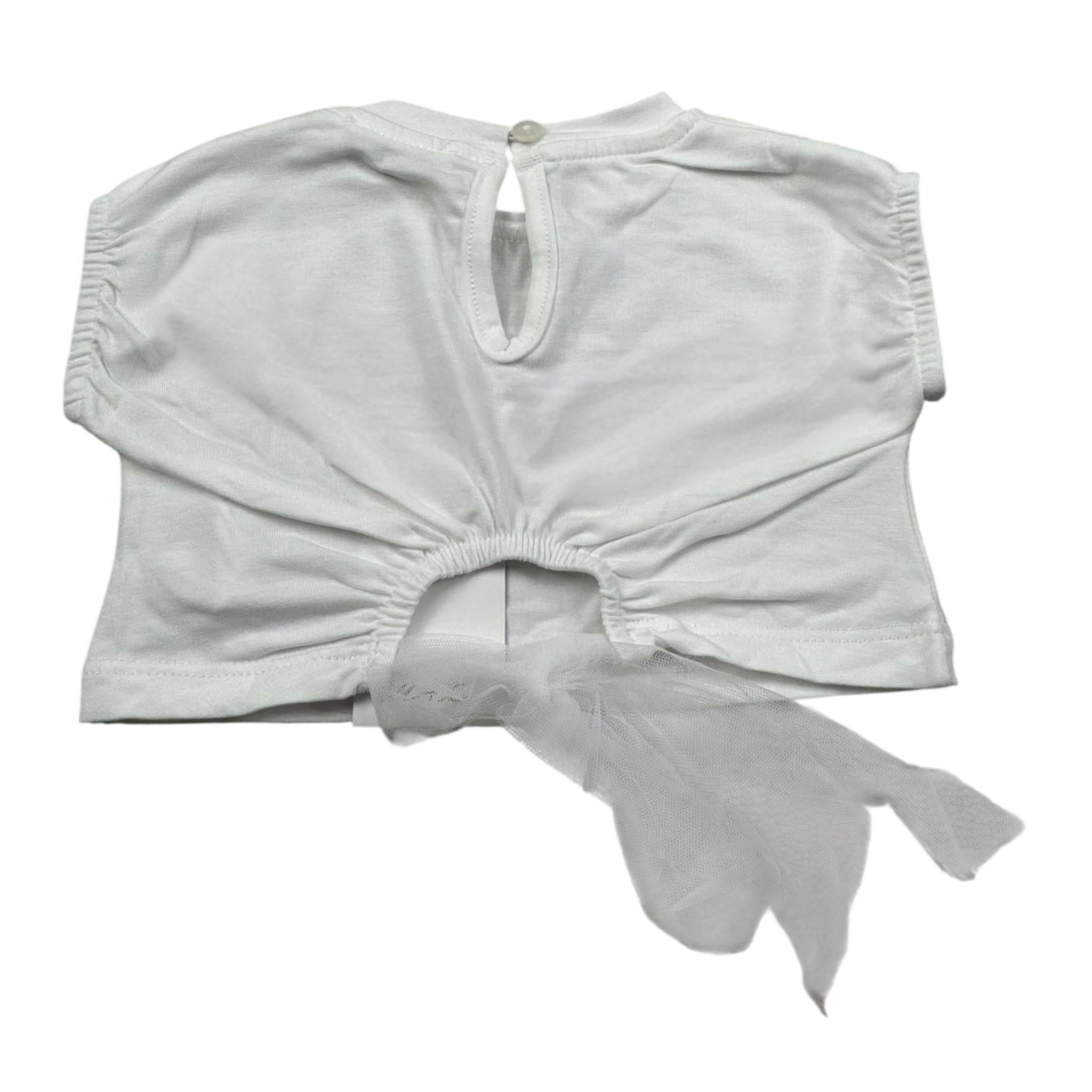 M+E' T-Shirt Girocollo tinta unita con Brillantini Bianco per Bambina UE1821J BIANCO M+E' 