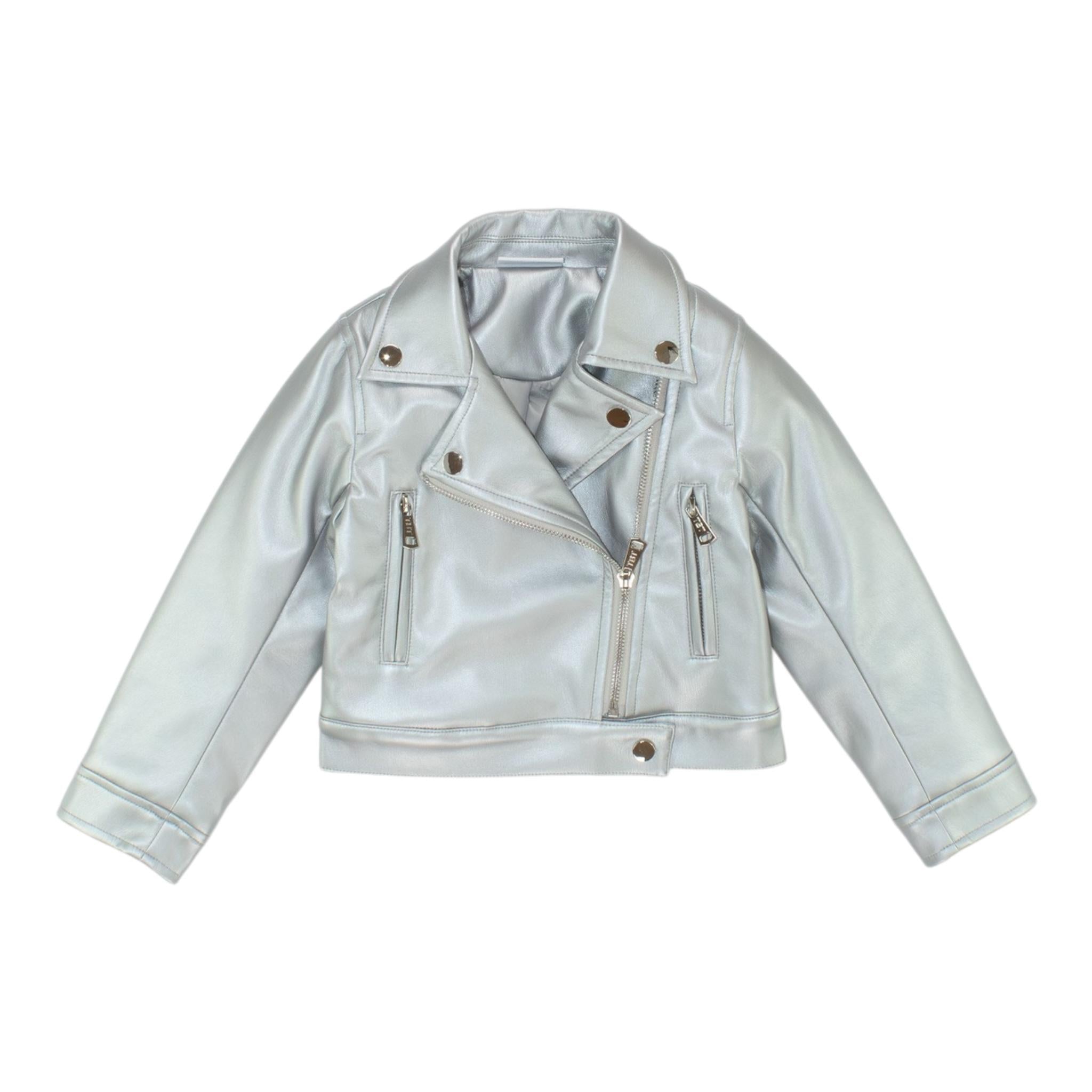 TO be too giubbino modello chiodo in ecopelle tinta unita Argento per Bambina TFBF24C633 ARGENTO TO be too 