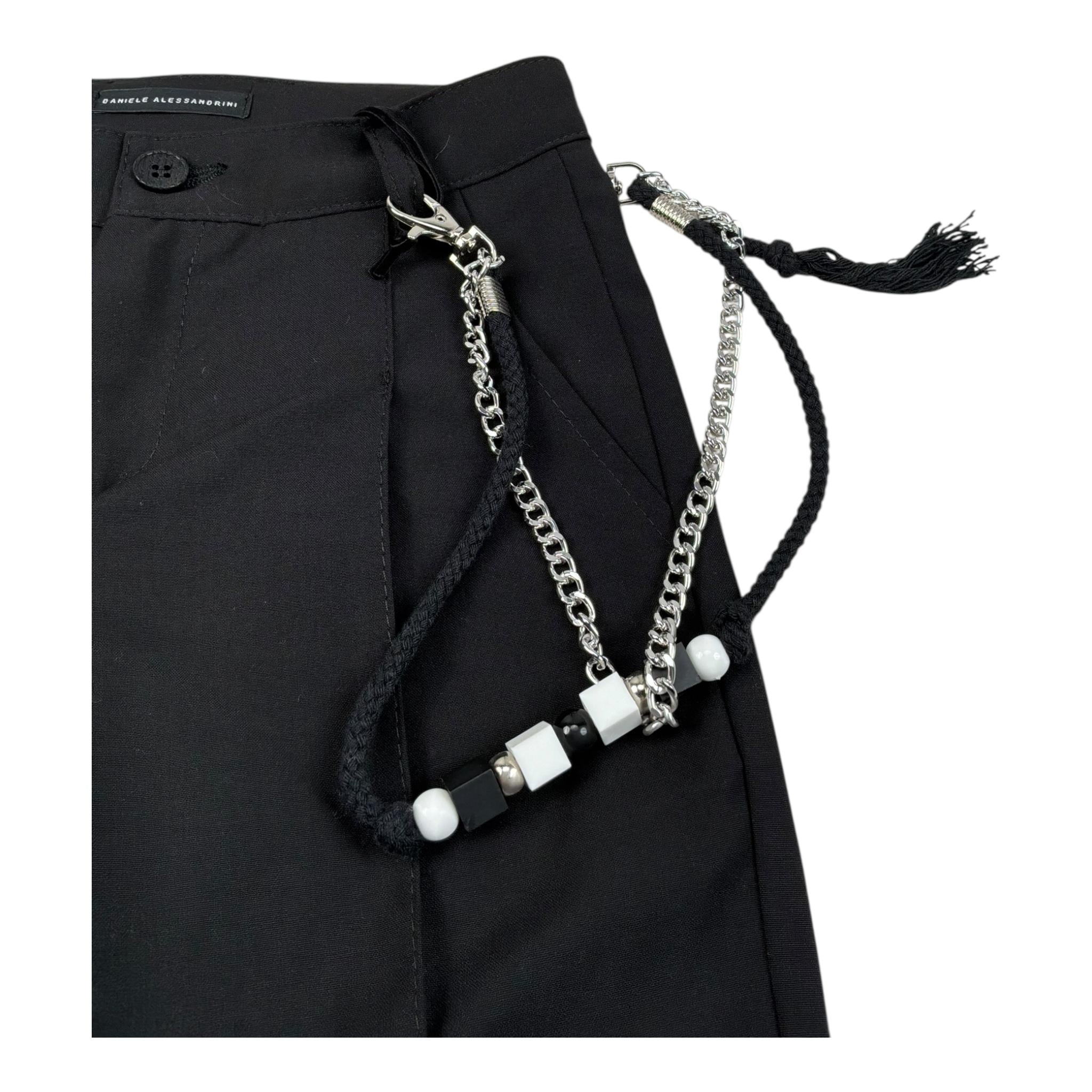 Daniele Alessandrini Pantalone Tinta Unita con Catena per Bambino 1235P00062 NERO DANIELE ALESSANDRINI 
