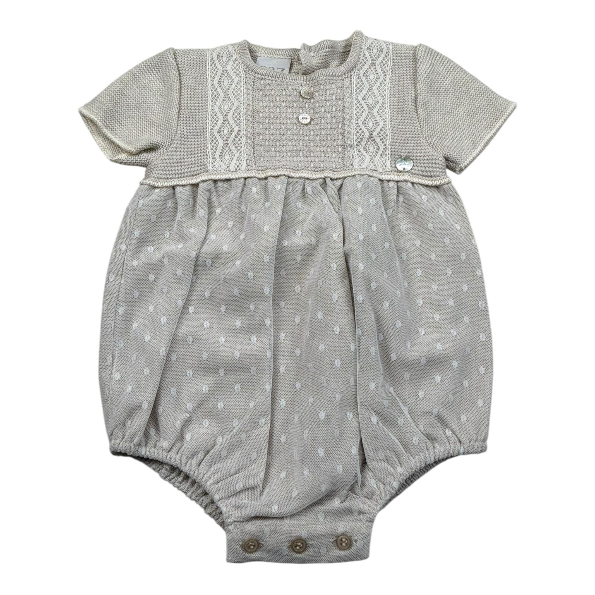 Paz Rodriguez Pagliaccetto Tinta Unita Mezza Manica per Neonata 005122623X BEIGE PAZ RODRIGUEZ 