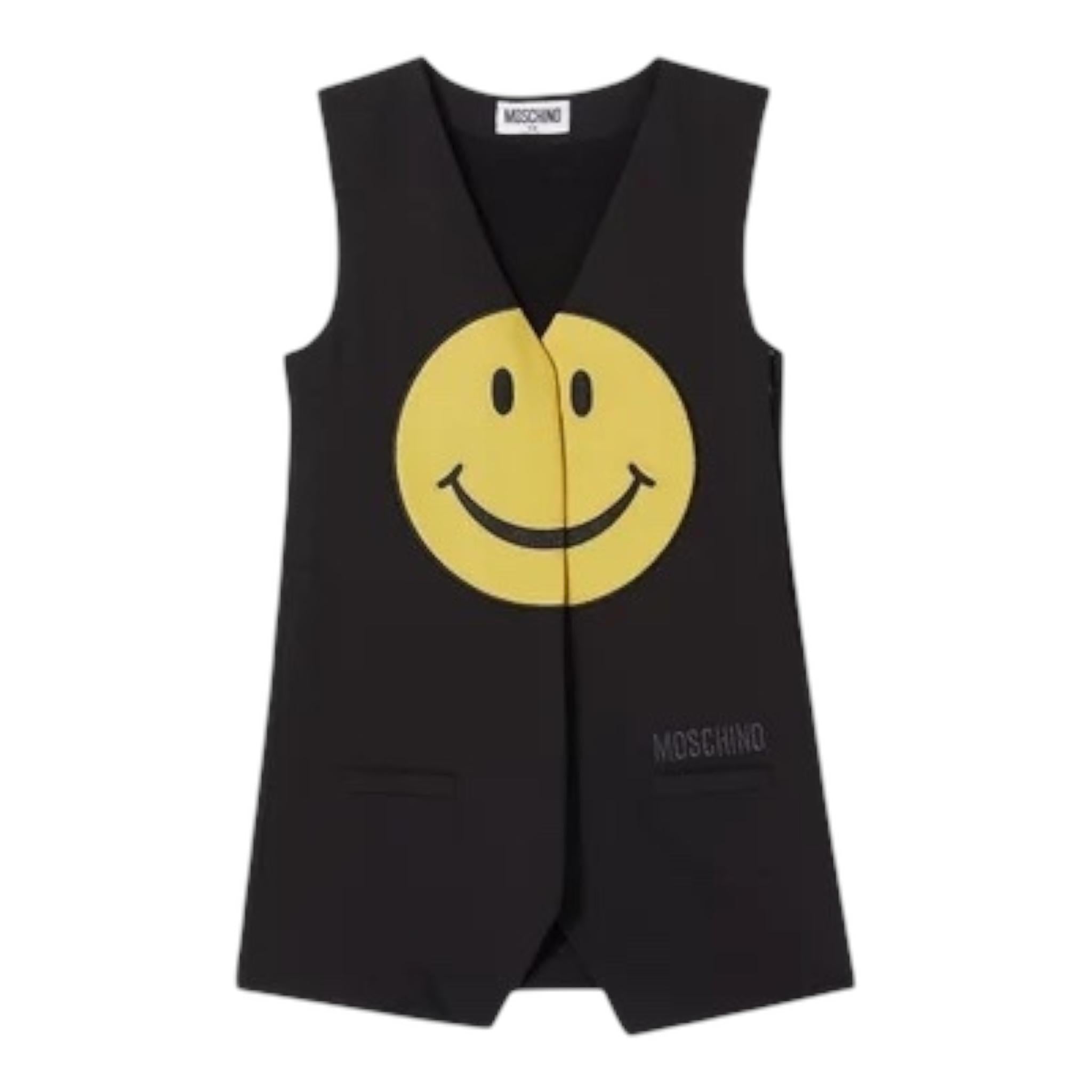 MOSCHINO gilet tinta unita con stampa Nero per Bambina HDV0FRL1A11 NERO MOSCHINO 