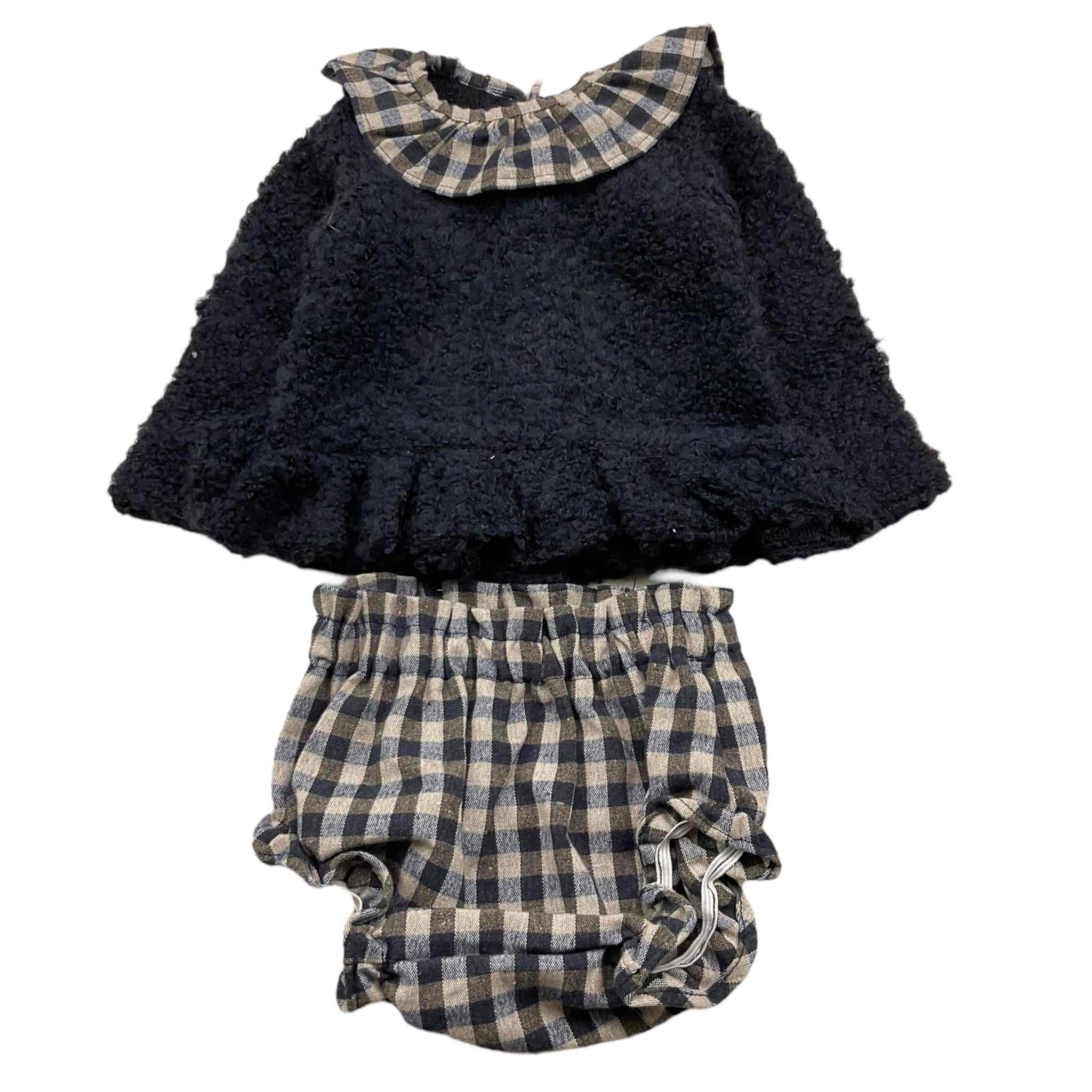 PETIT INDI completo 2 pezzi maglia-culotte Blu per Neonata AW24B0453 BLU PETIT INDI 