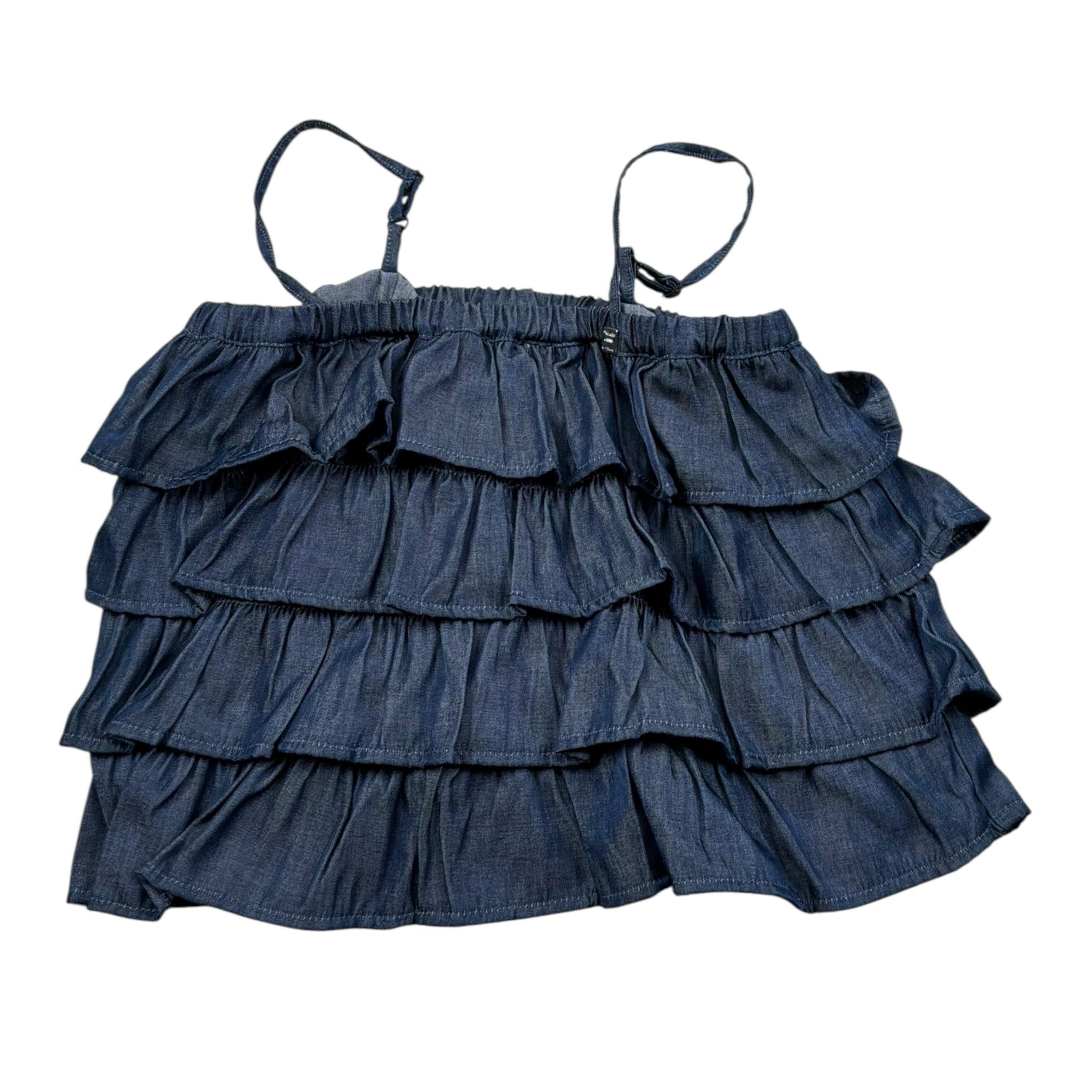 Manila Grace Top Bretelline Tinta Unita con Balze per Bambina MG2639 BLU MANILA GRACE 