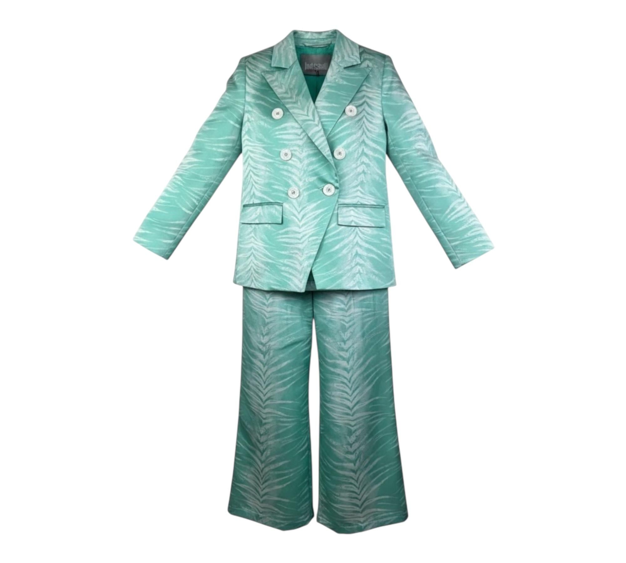 Just Cavalli Completo 2 Pezzi Giacca-Pantalone Tinta Unita per Bambina JGP26142JP VERDE ACQUA JUST CAVALLI 