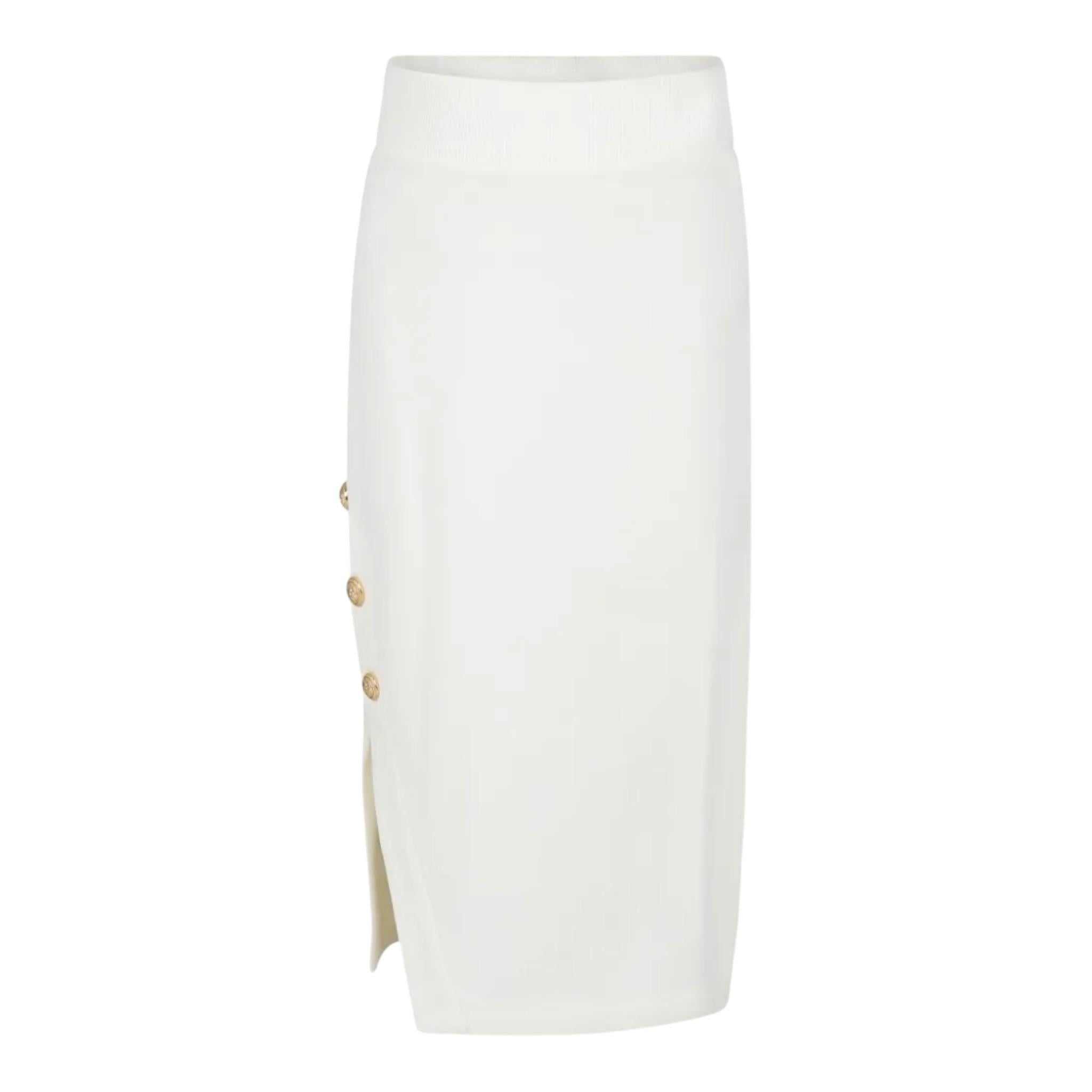 Balmain Gonna Tuta Tinta Unita con Bottoni per Bambina BV7A70 PANNA BALMAIN 