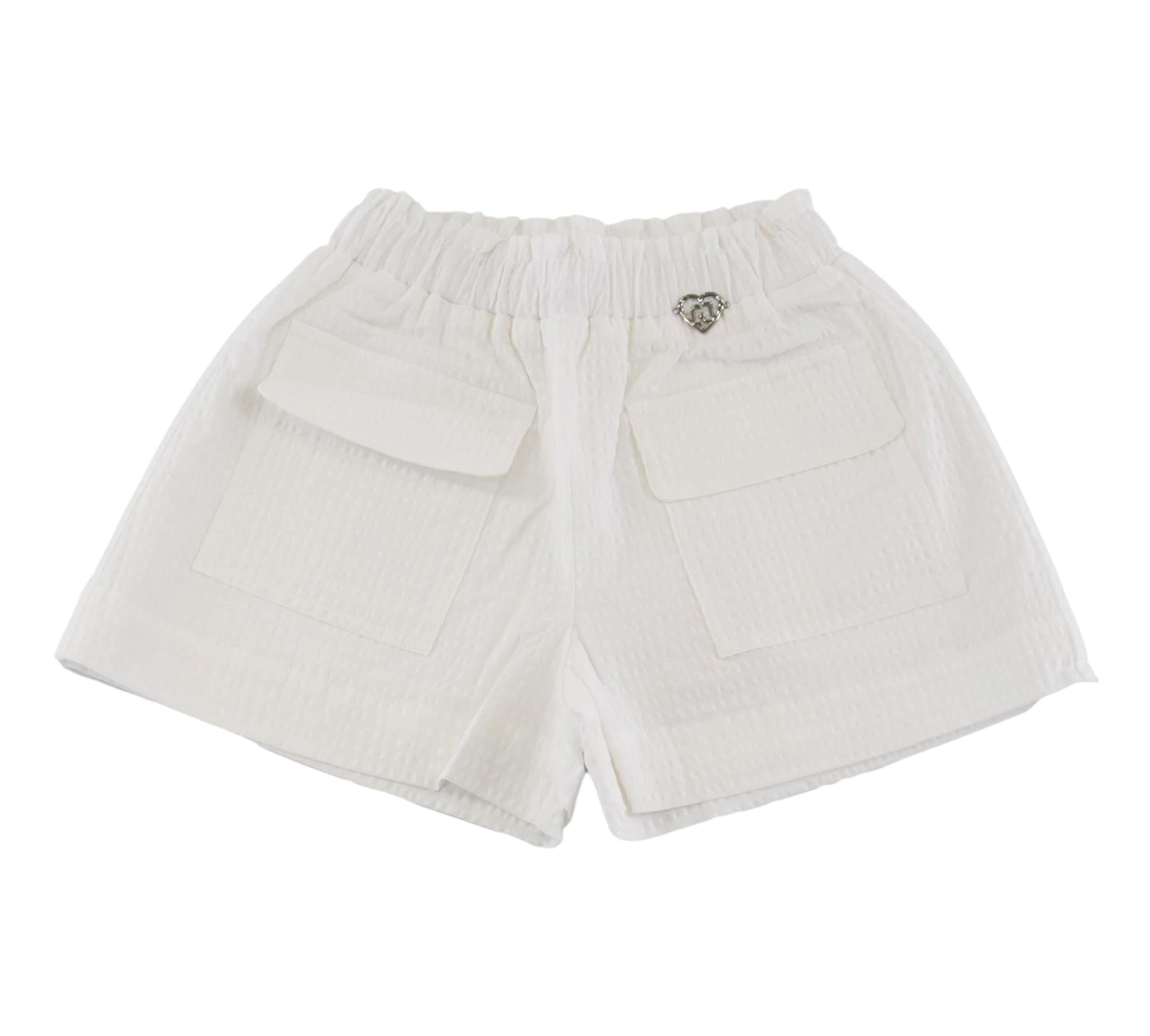 Liu Jo Short Tinta Unita con Elastico In Vita per Neonata KA5143NX BIANCO LIU JO 
