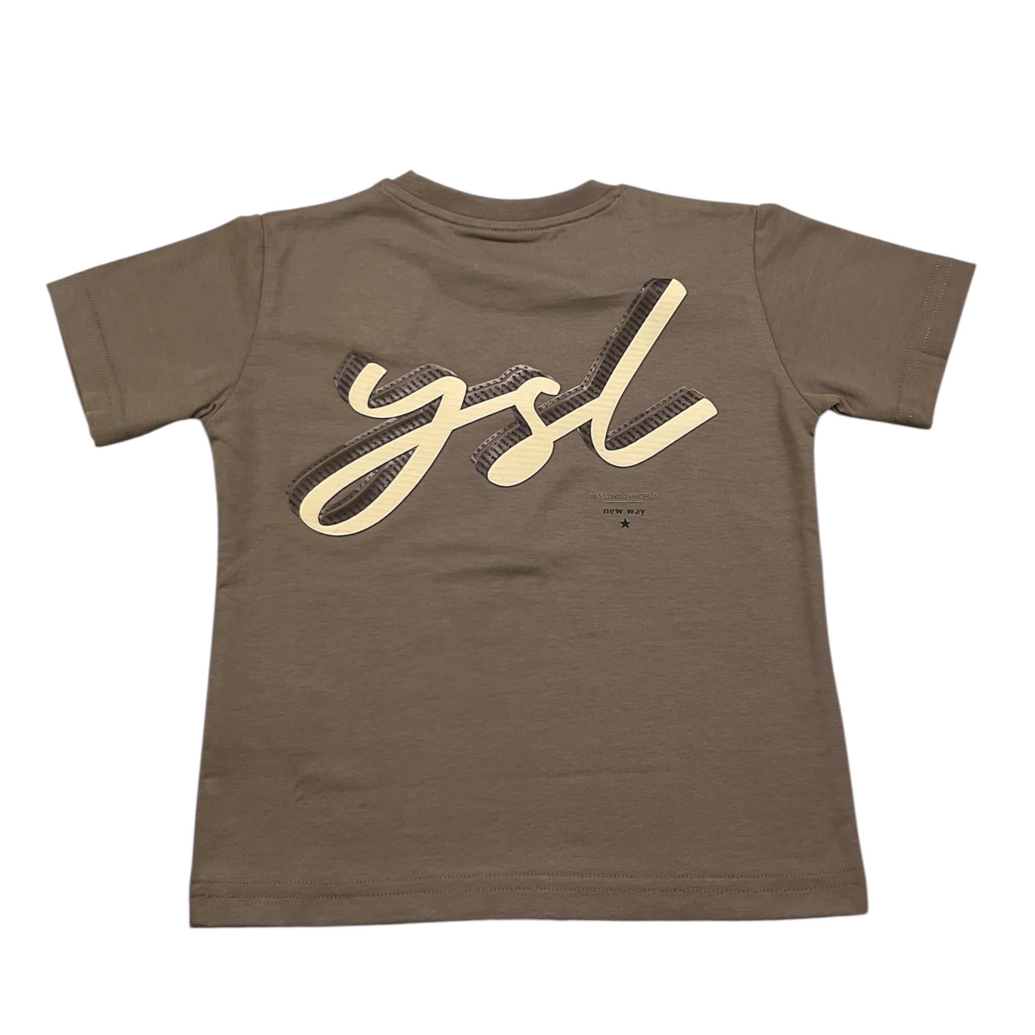YES LONDON t-shirt girocollo tinta unita  Fango per Bambino JR2111 FANGO YES LONDON 