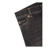 DOLCE & GABBANA jeans tinta unita con girovita regolabile Nero per Bambino L41F95 NERO DOLCE & GABBANA 