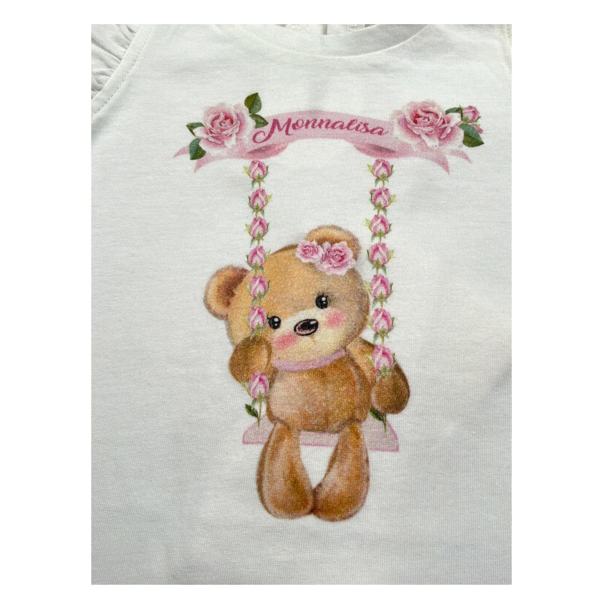 Monnalisa T-Shirt Girocollo tinta unita con Stampa Bianco per Neonata 39A609 BIANCO MONNALISA 