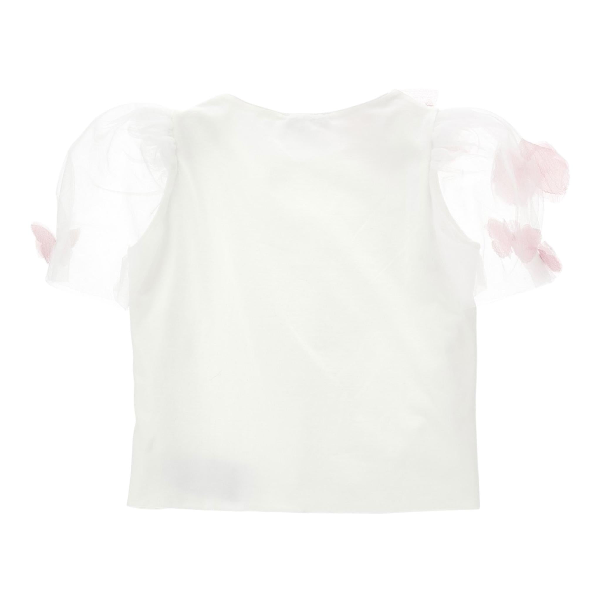 Monnalisa T-Shirt Tinta Unita con Applicazioni per Bambina 71E605 BIANCO MONNALISA 