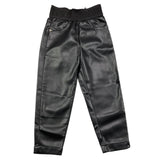 JOHN RICHMOND pantalone in ecopelle tinta unita con elastico in vita logato Nero per Neonata RGA24093LE NERO JOHN RICHMOND 