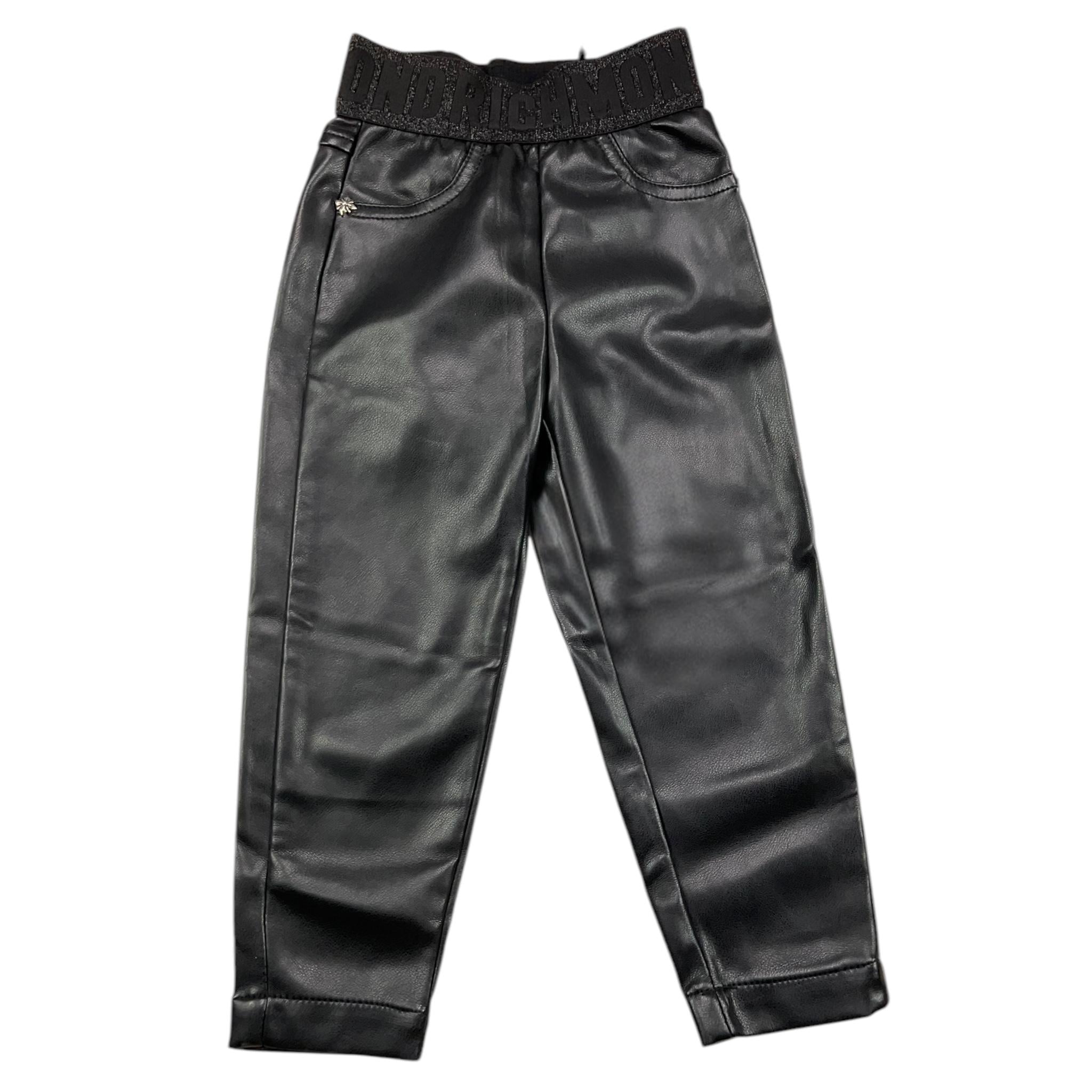 JOHN RICHMOND pantalone in ecopelle tinta unita con elastico in vita logato Nero per Neonata RGA24093LE NERO JOHN RICHMOND 