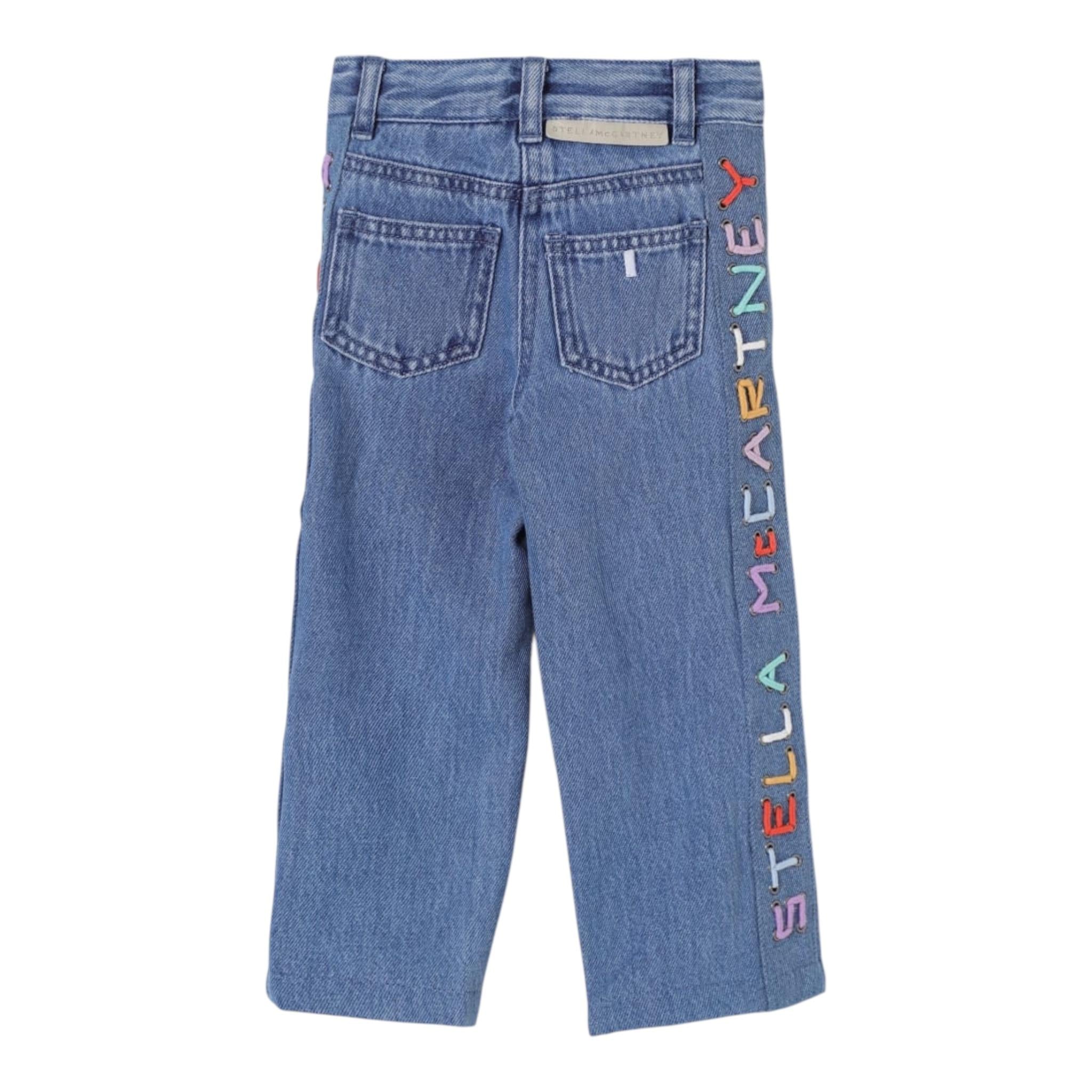 Stella Mccartney Jeans Tinta Unita con Logo Laterale per Bambina TW6E40 BLU STELLA McCARTNEY 