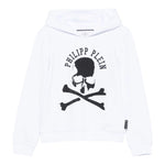 PHILIPPE PLEIN felpa chiusa con cappuccio tinta unita con stampa brillantinata Bianco per Bambino BJB0474 BIANCO PHILIPPE PLEIN 