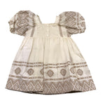 Lalalu' Abito Tinta Unita Mezza Manica con Fantasia per Bambina VTL80PB PANNA LALALU' 