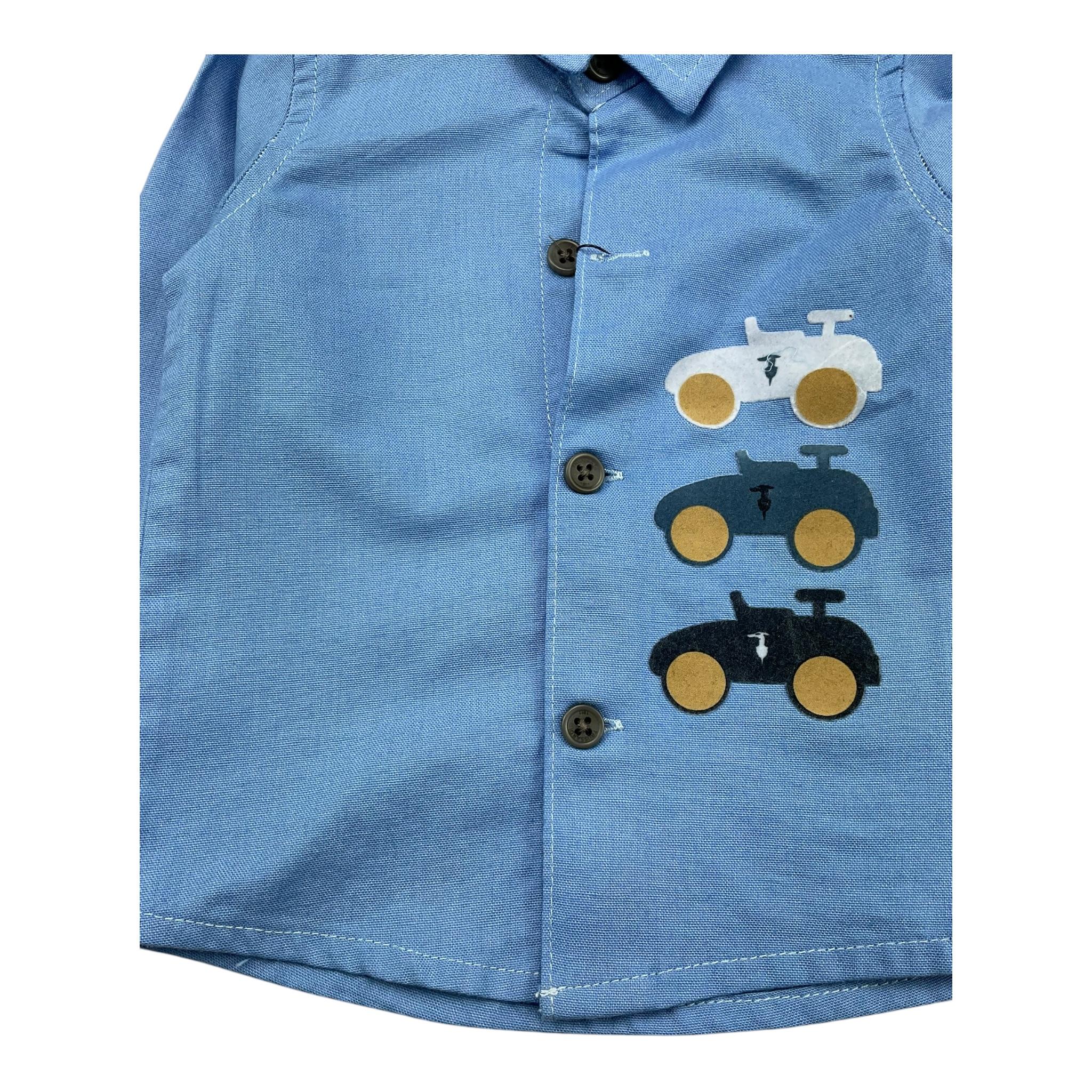 TRUSSARDI camicia manica lunga tinta unita con stampe in contrasto Azzurro per Neonato TIA25119CA AZZURRO TRUSSARDI 