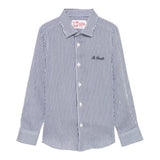 Saint Barth Camicia Manica Lunga Fantasia A Righe per Bambino AGN000101183J BLU SAINT BARTH 